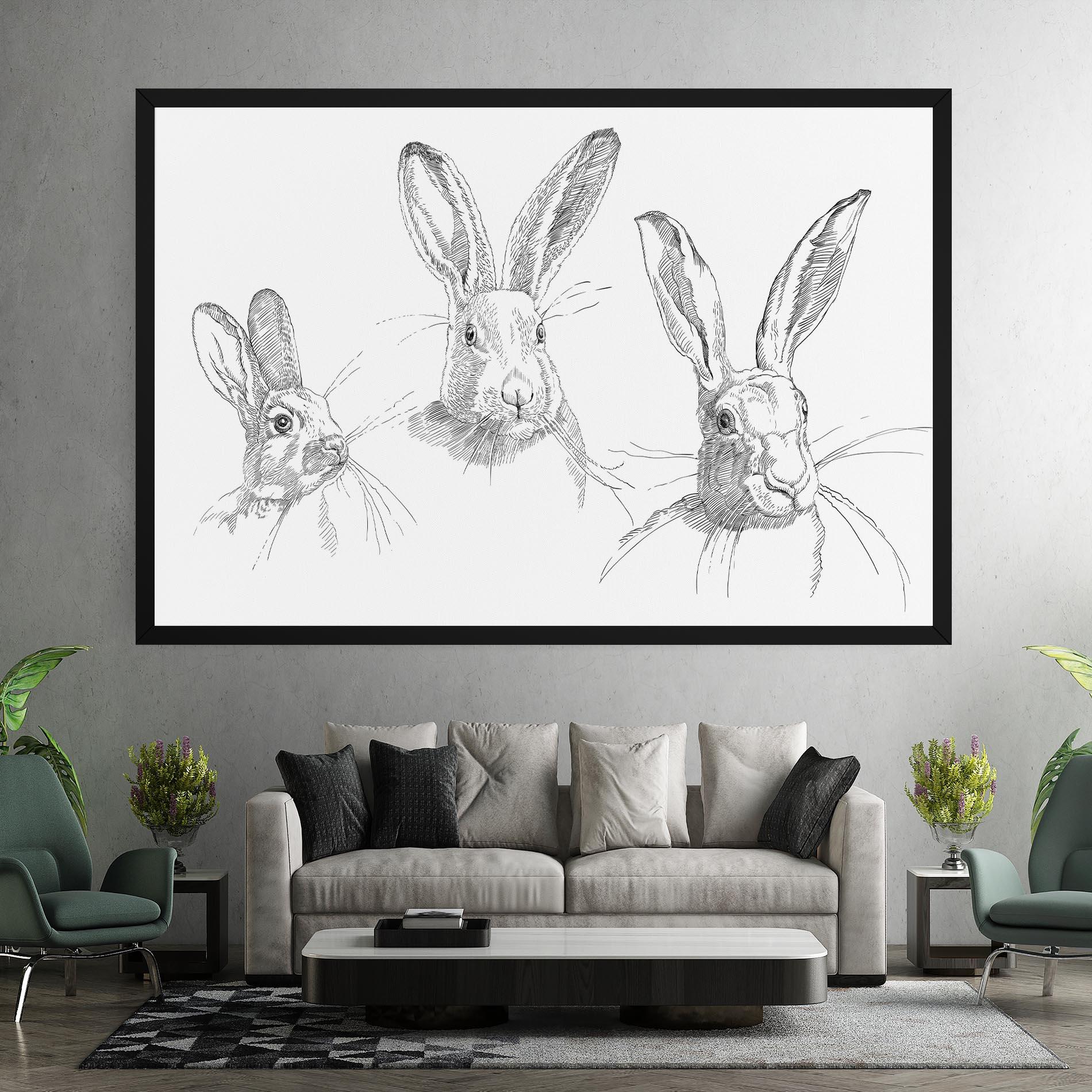 Leinwandbild Hand Drawn Bunny mockup 7