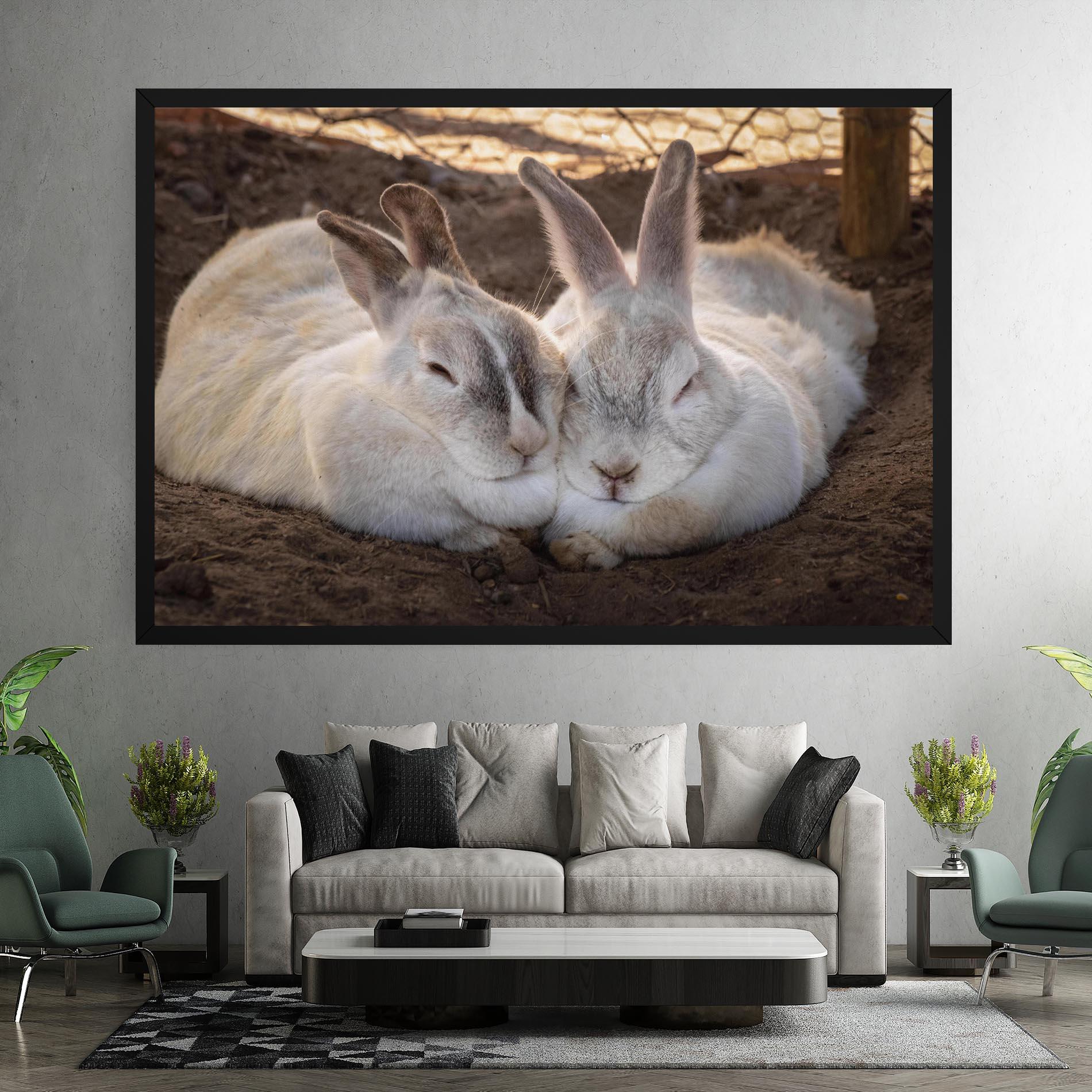 Leinwandbild Light Grey Bunny Sleeping mockup 7