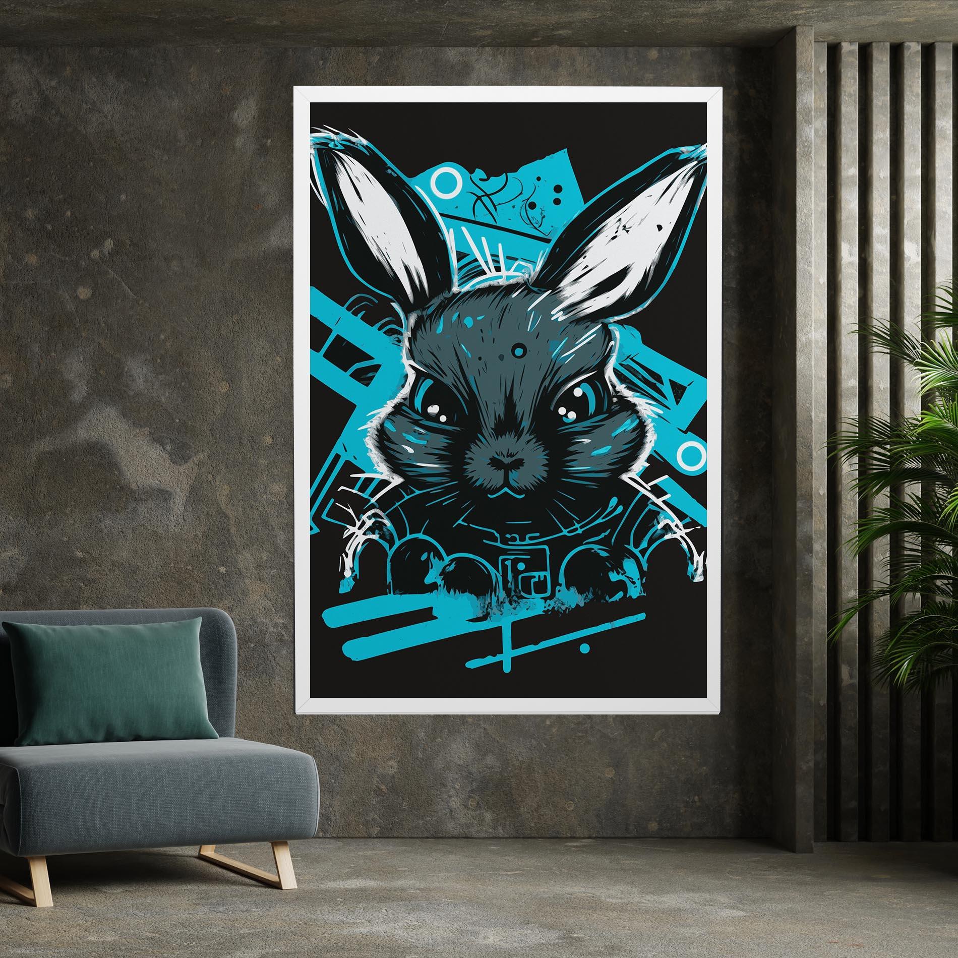 Leinwandbild Grey Blue Bunny mockup 7