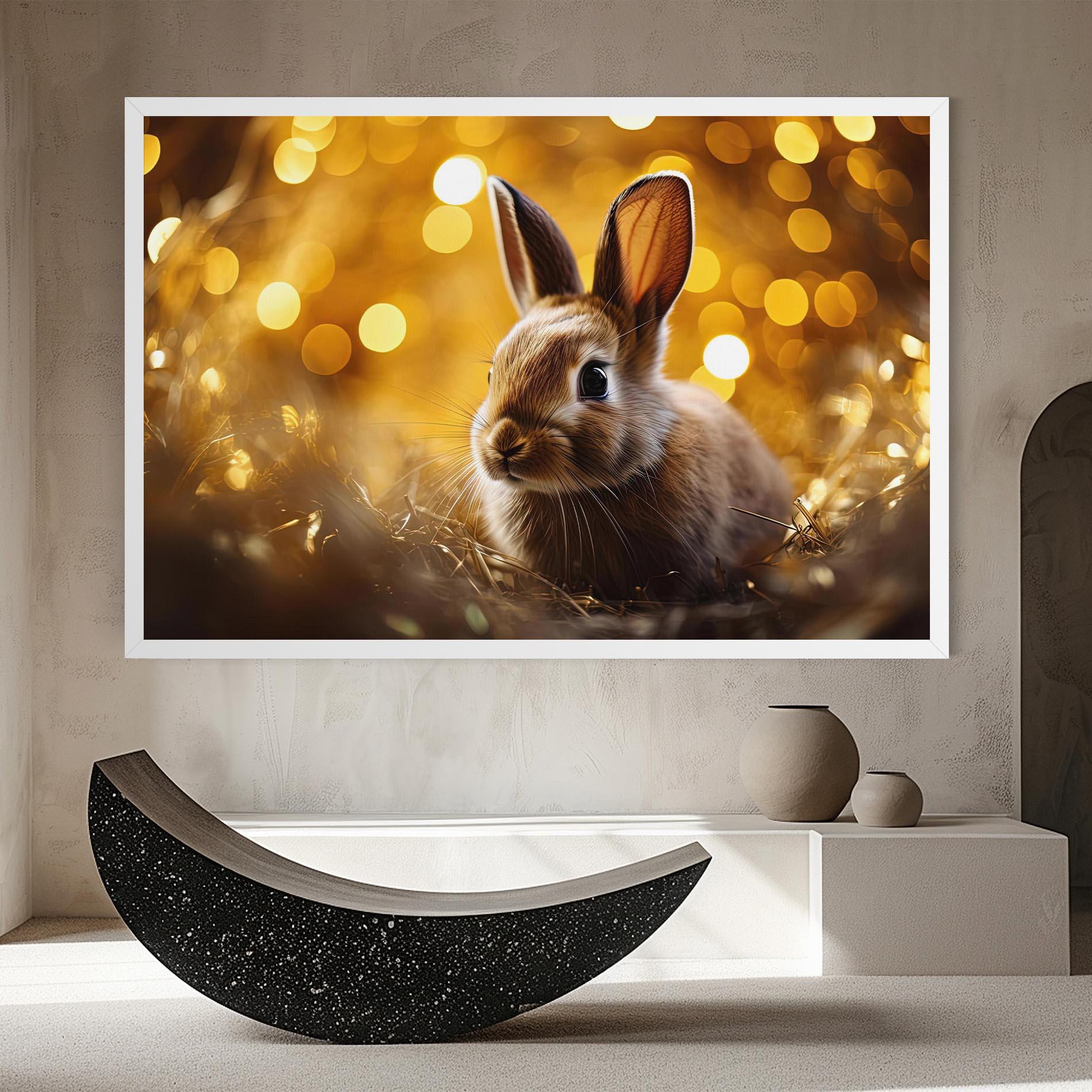 Leinwandbild Gold Lights Bunny mockup 8