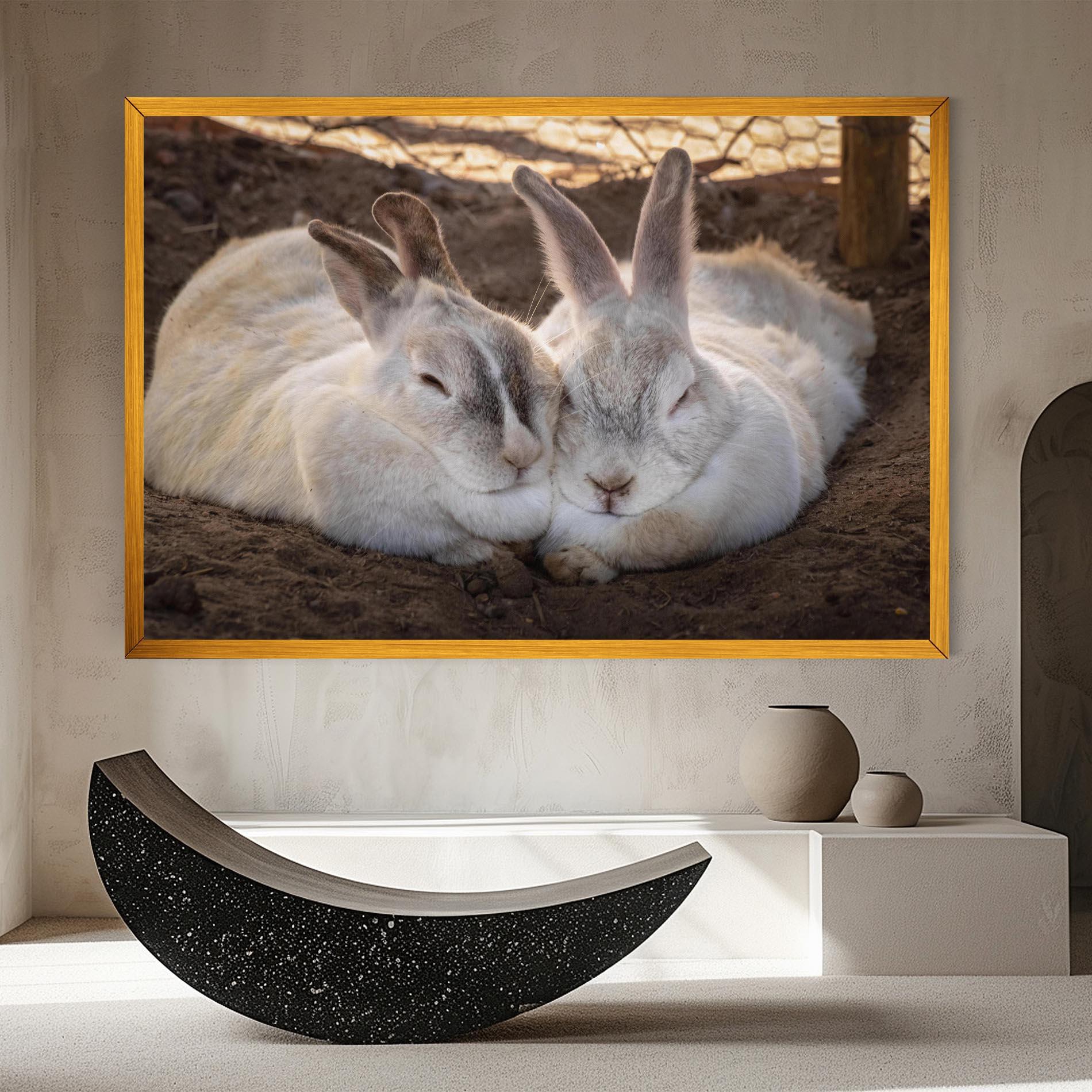 Leinwandbild Light Grey Bunny Sleeping mockup 8