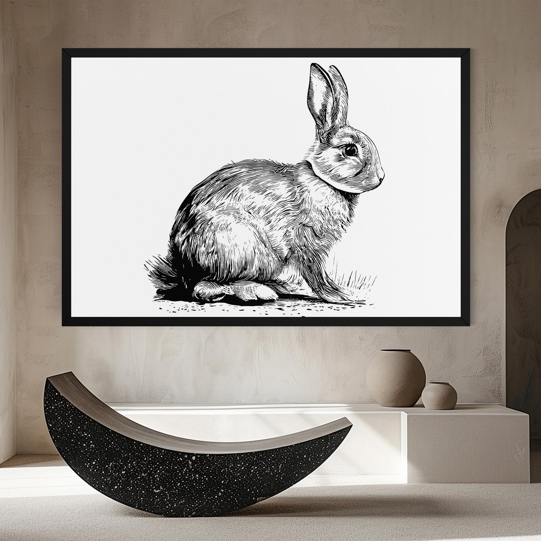Leinwandbild Bunny Black Lines mockup 8