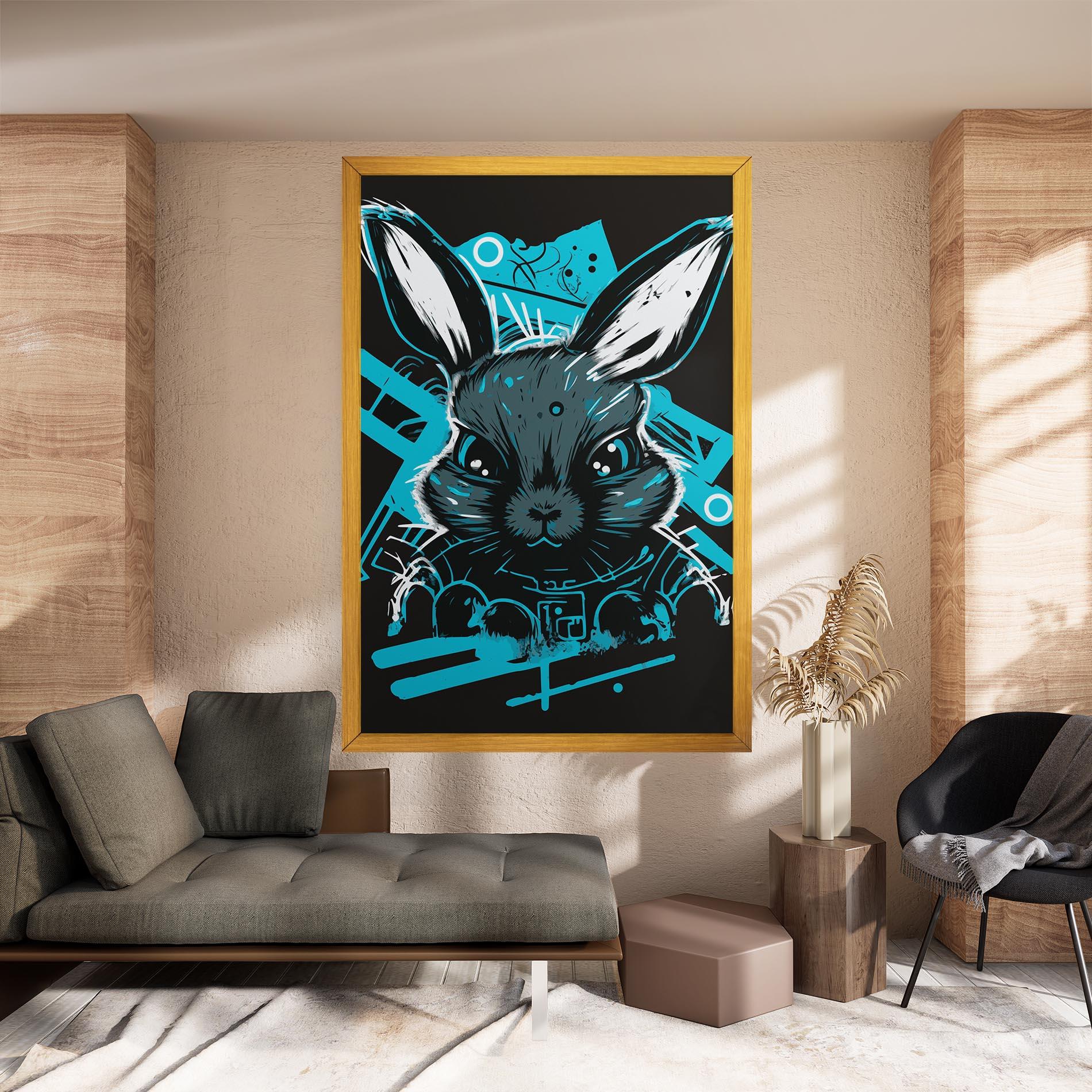 Leinwandbild Grey Blue Bunny mockup 8