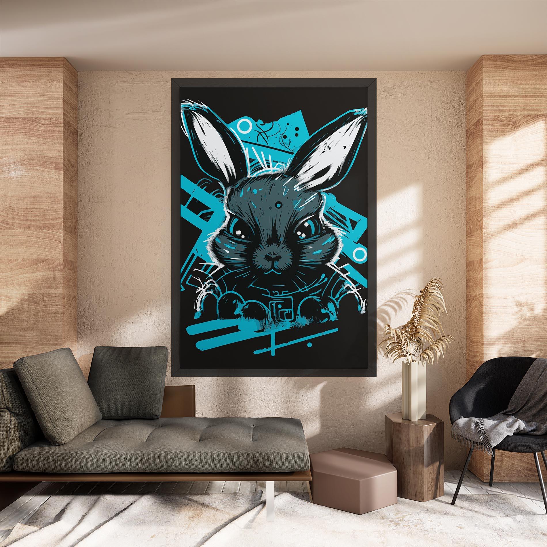 Leinwandbild Grey Blue Bunny mockup 8