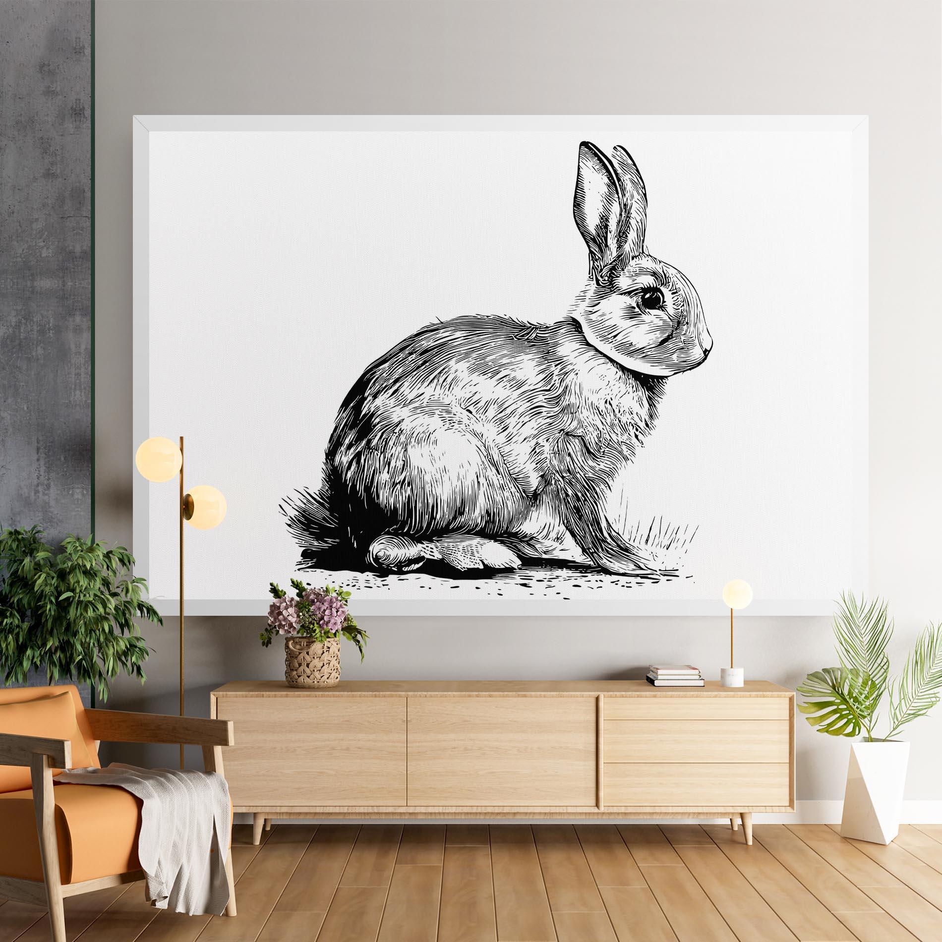 Leinwandbild Bunny Black Lines mockup 9
