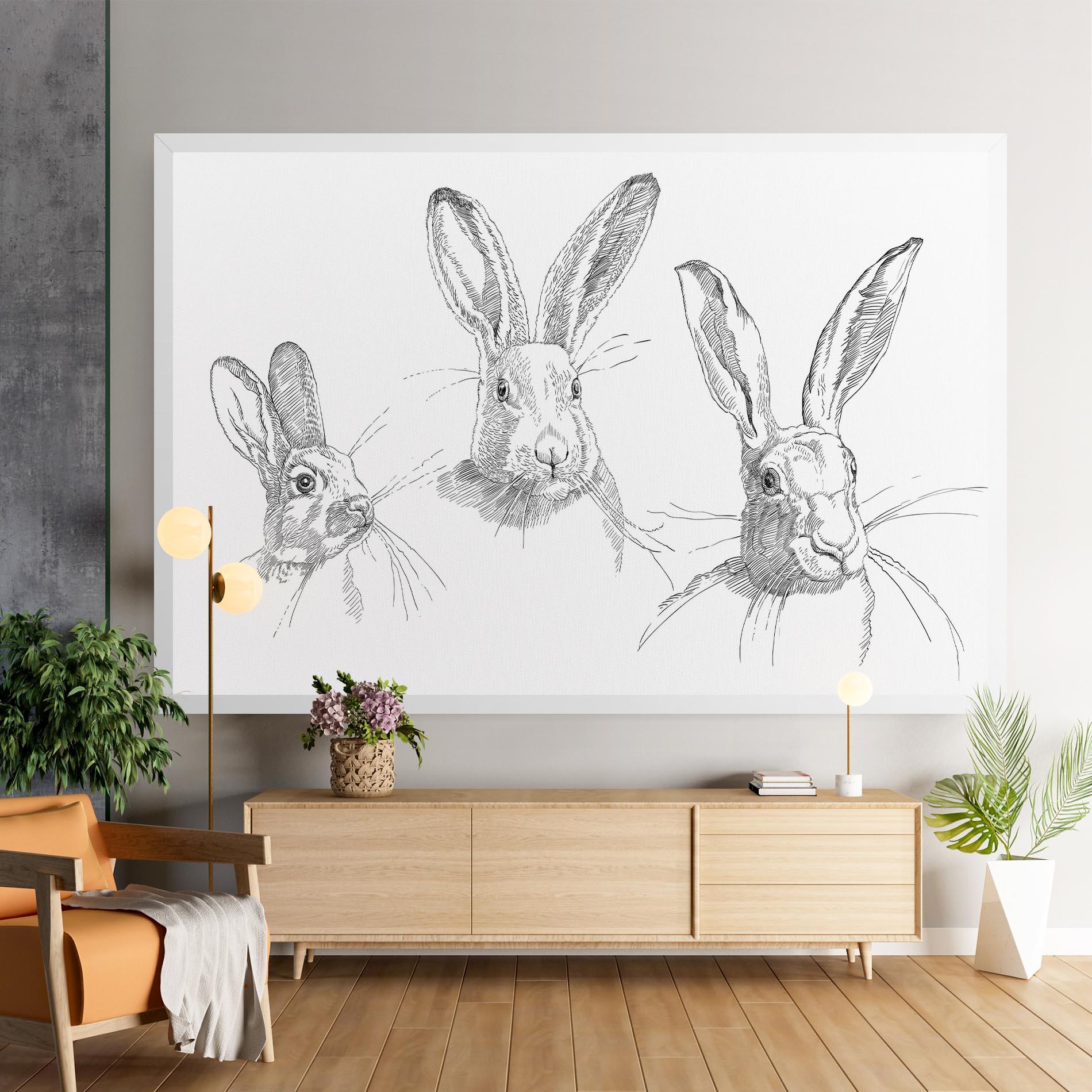 Leinwandbild Hand Drawn Bunny mockup 9