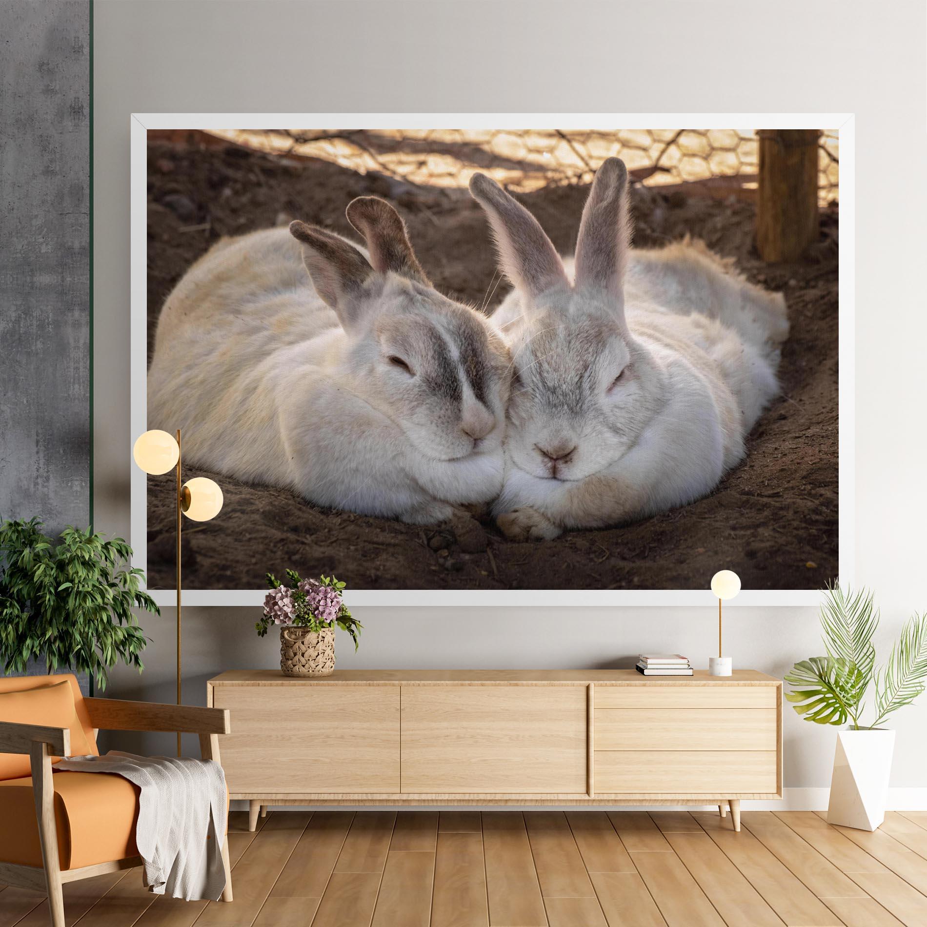 Leinwandbild Light Grey Bunny Sleeping mockup 9