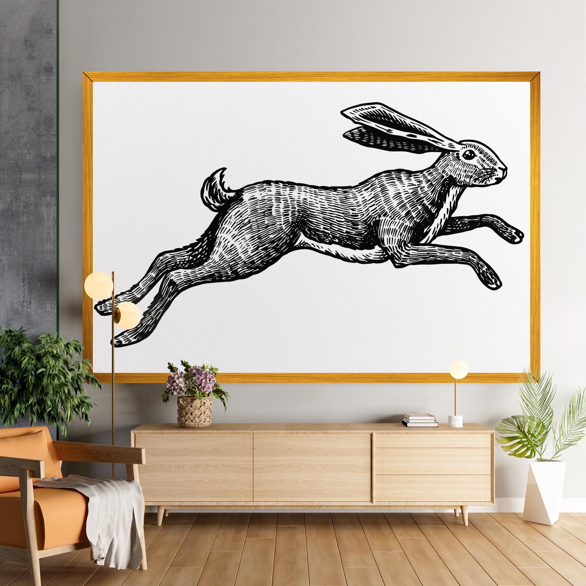 Leinwandbild Black Line Bunny mockup 9