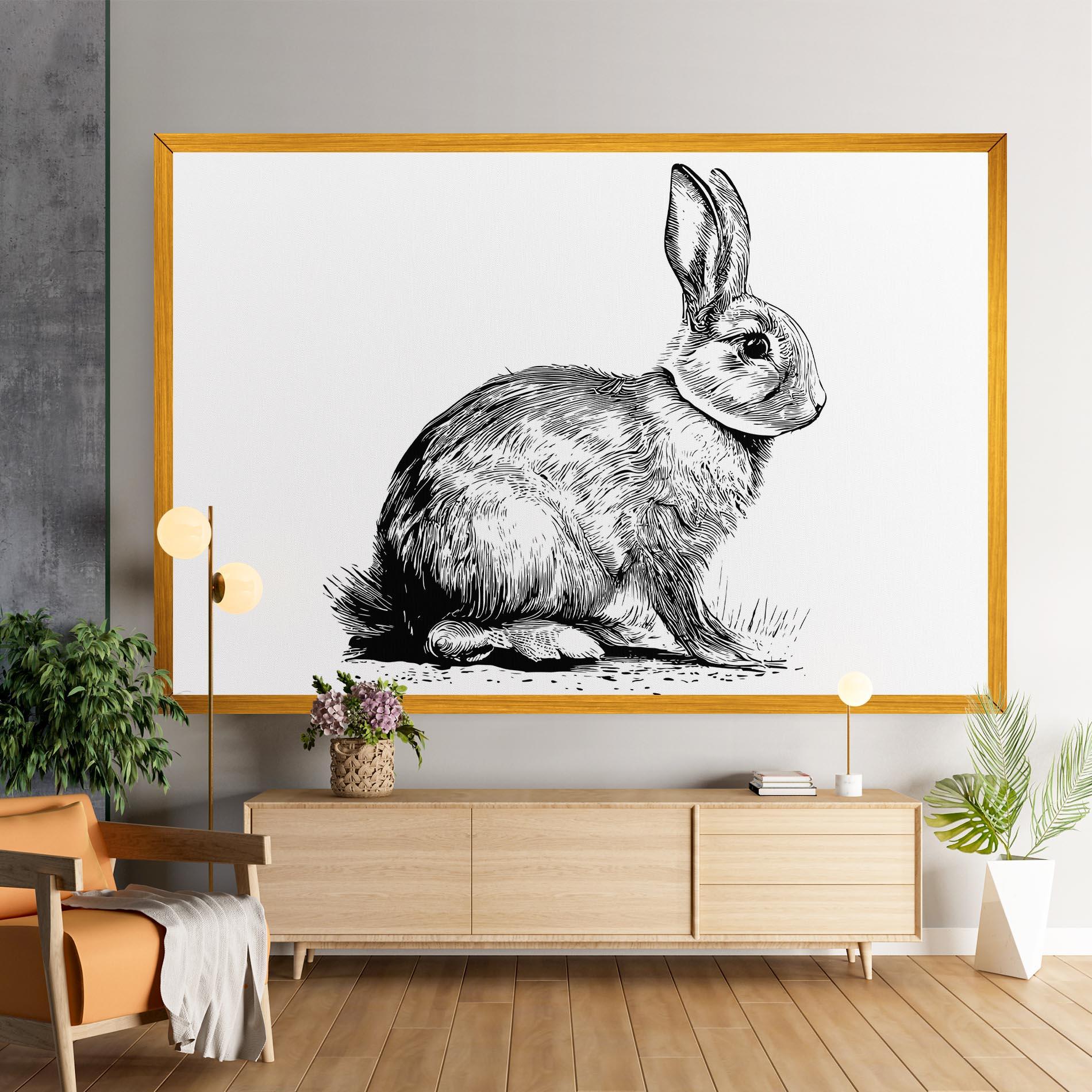 Leinwandbild Bunny Black Lines mockup 9