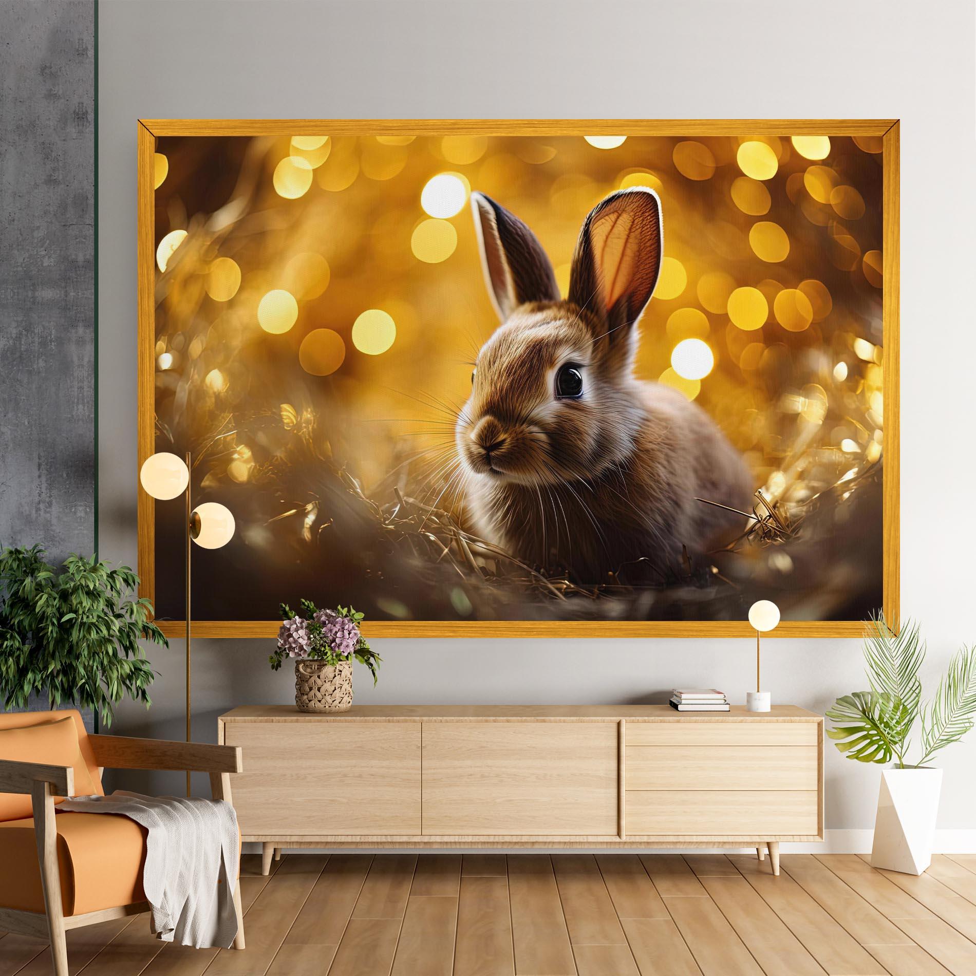 Leinwandbild Gold Lights Bunny mockup 9
