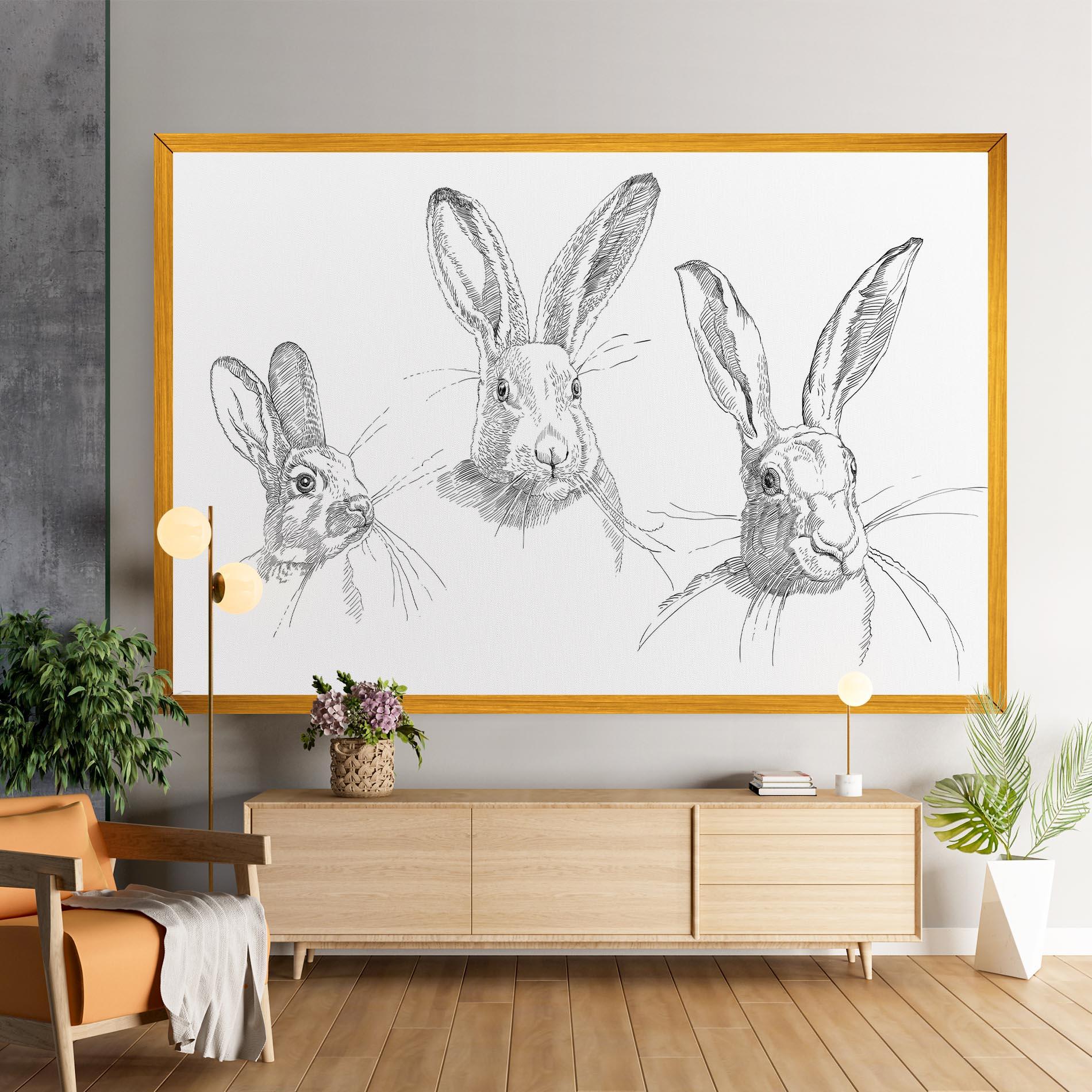 Leinwandbild Hand Drawn Bunny mockup 9