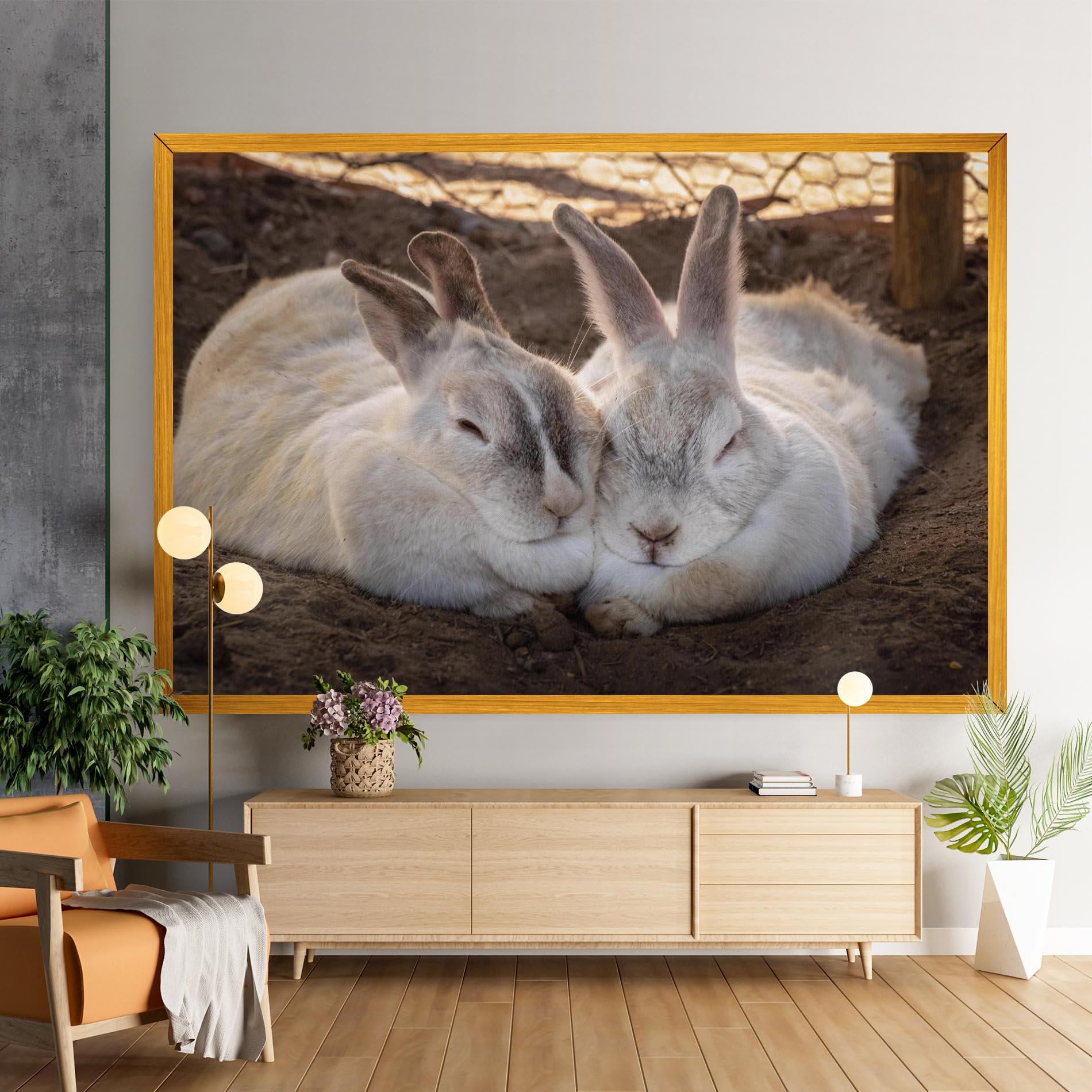 Leinwandbild Light Grey Bunny Sleeping mockup 9