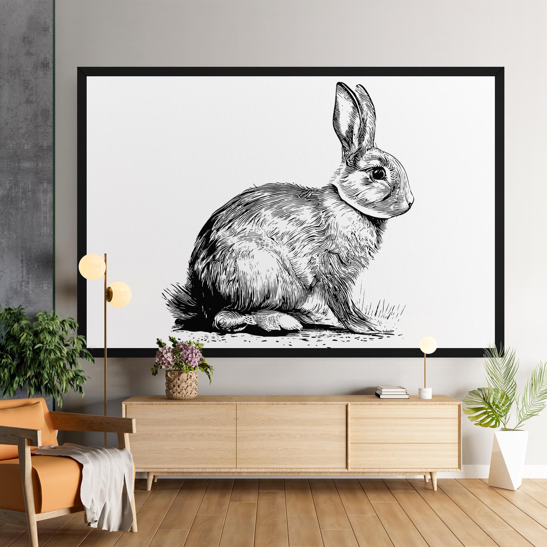 Leinwandbild Bunny Black Lines mockup 9