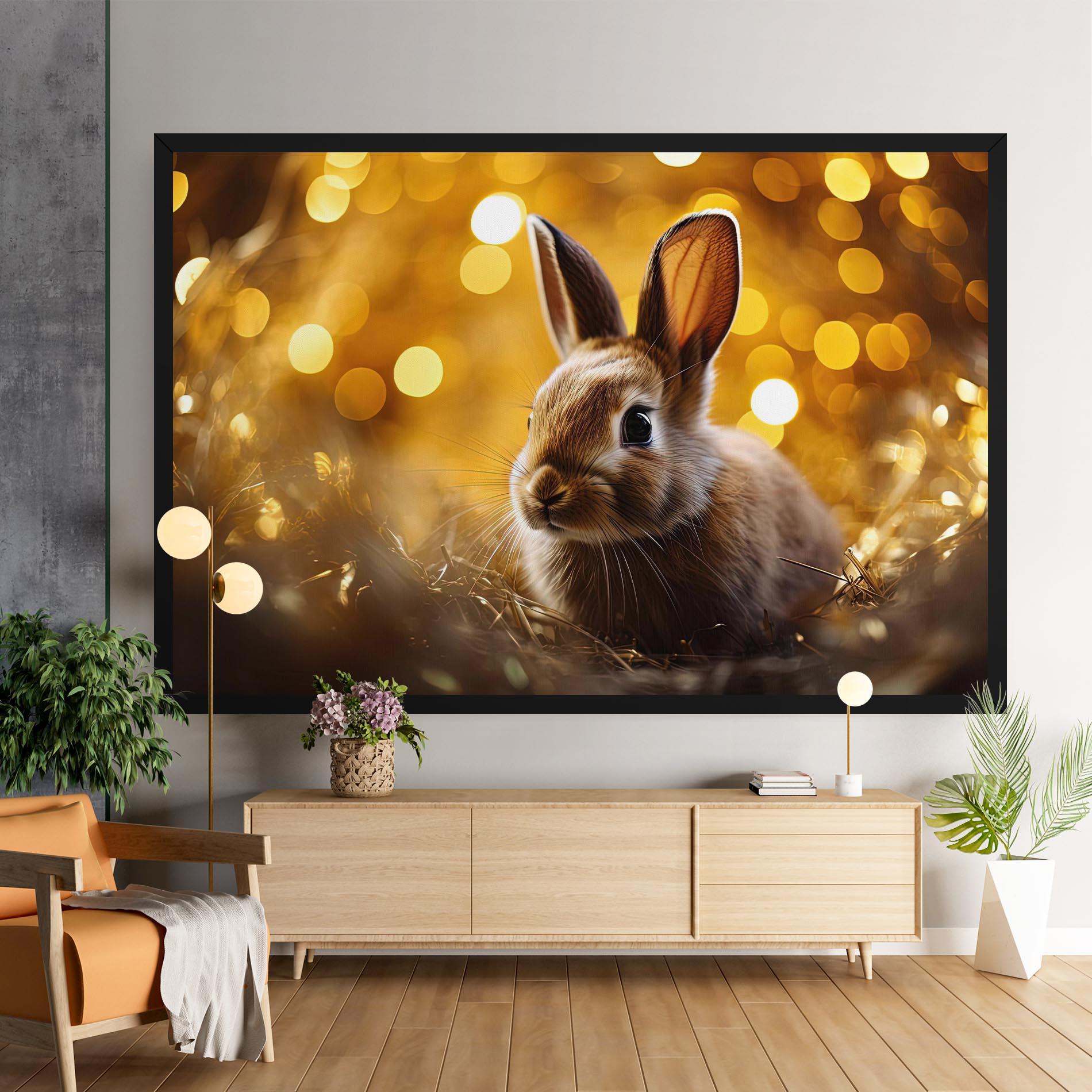 Leinwandbild Gold Lights Bunny mockup 9