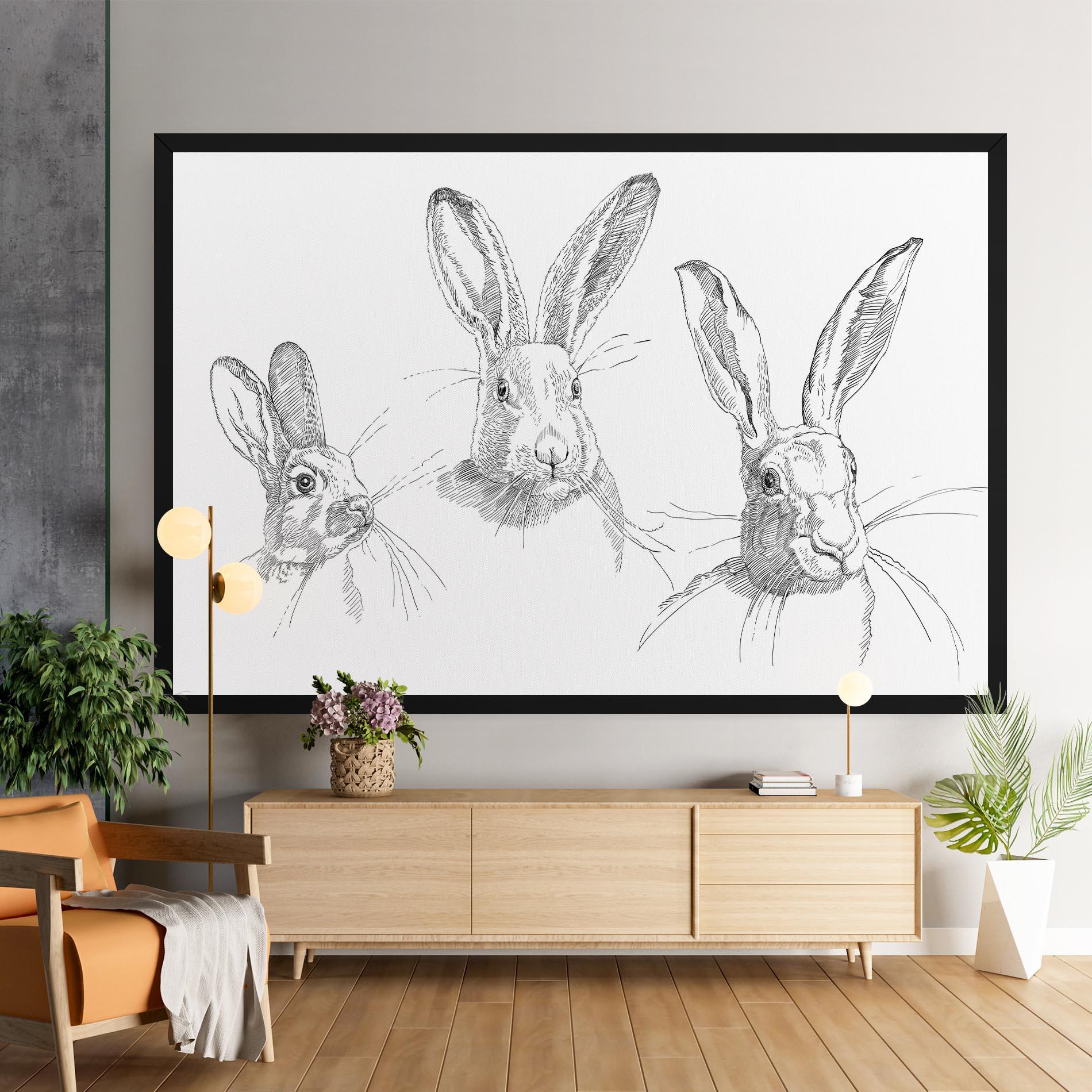 Leinwandbild Hand Drawn Bunny mockup 9