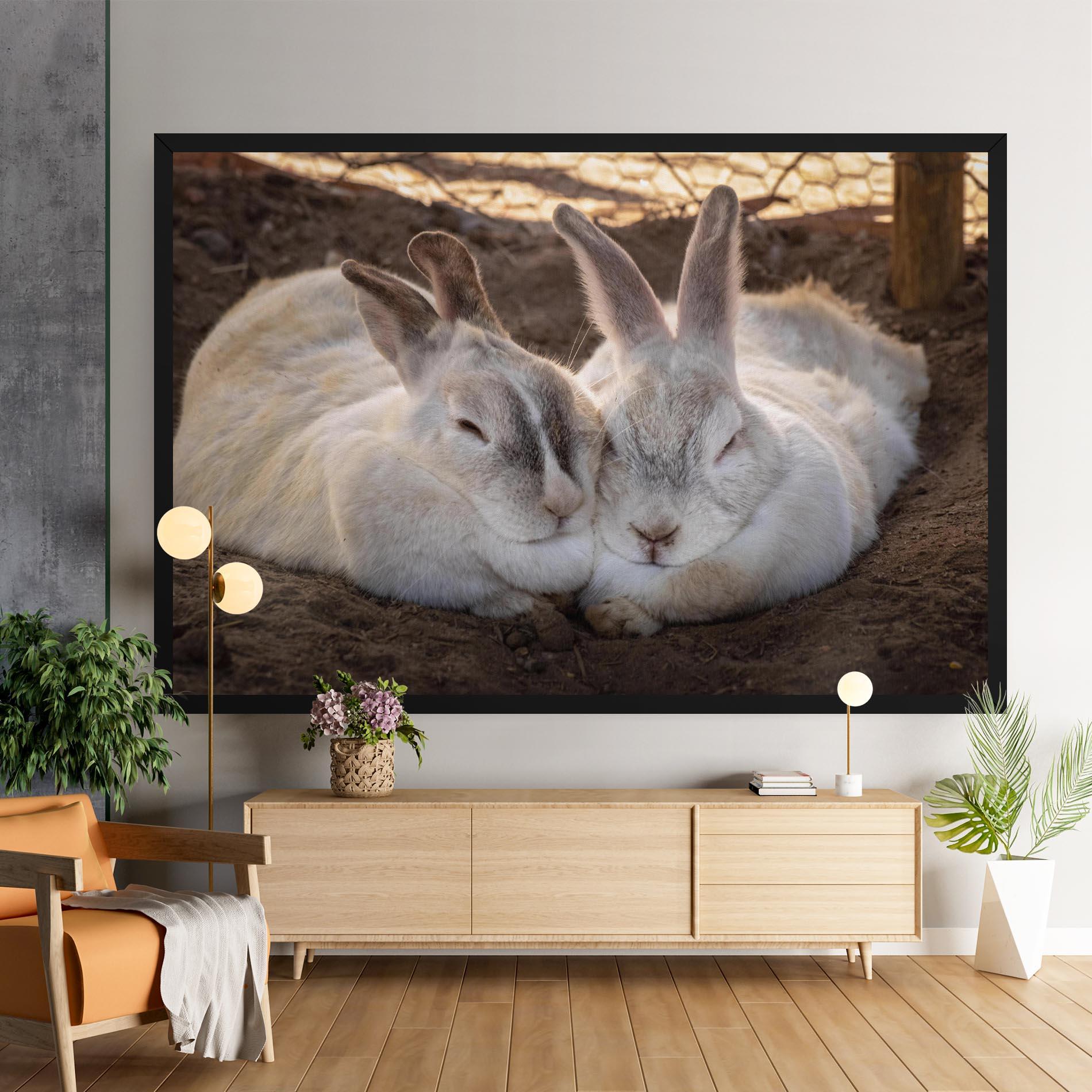 Leinwandbild Light Grey Bunny Sleeping mockup 9