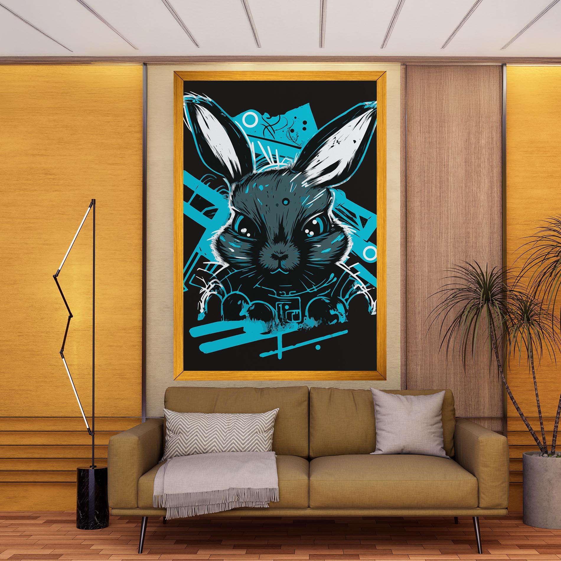 Leinwandbild Grey Blue Bunny mockup 9