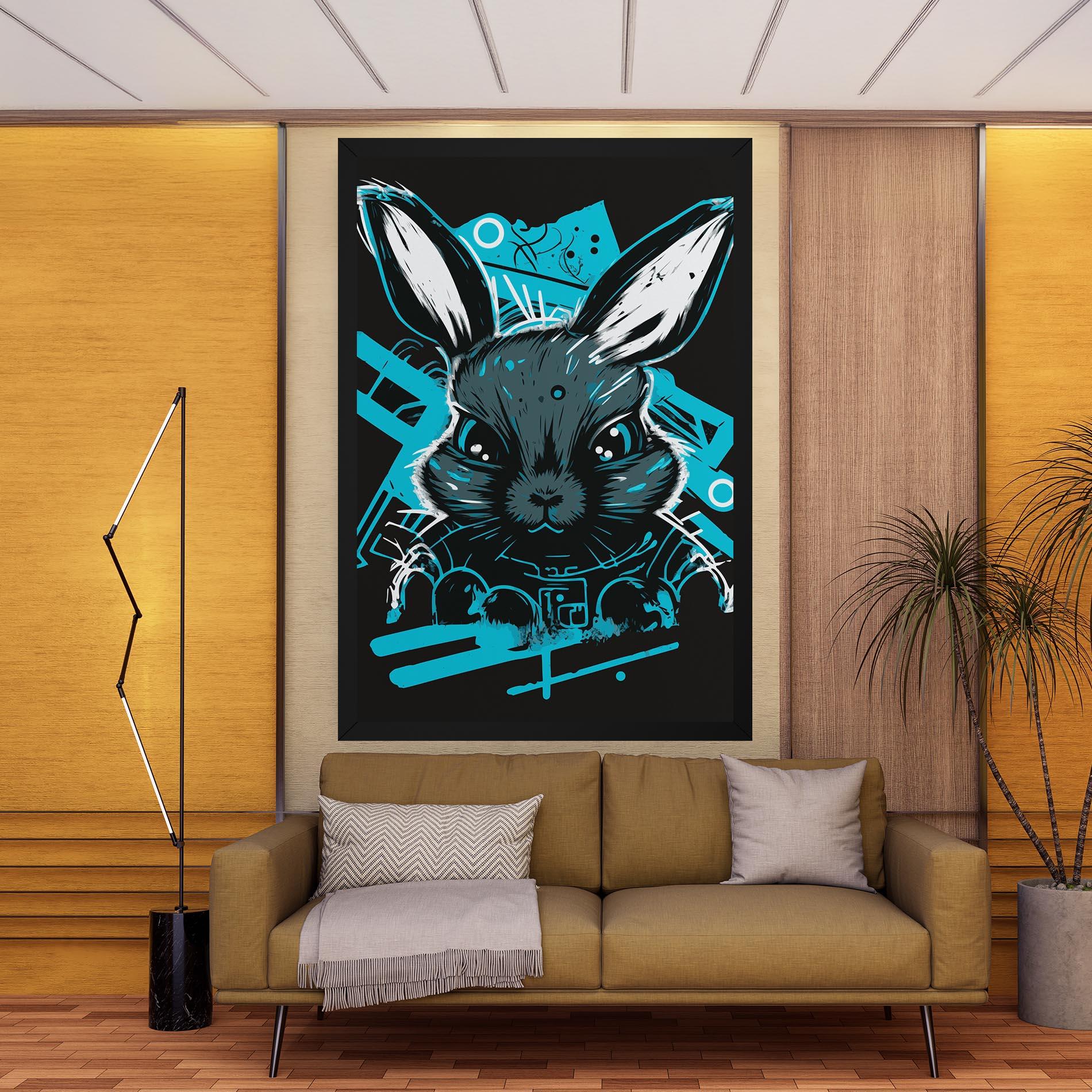 Leinwandbild Grey Blue Bunny mockup 9