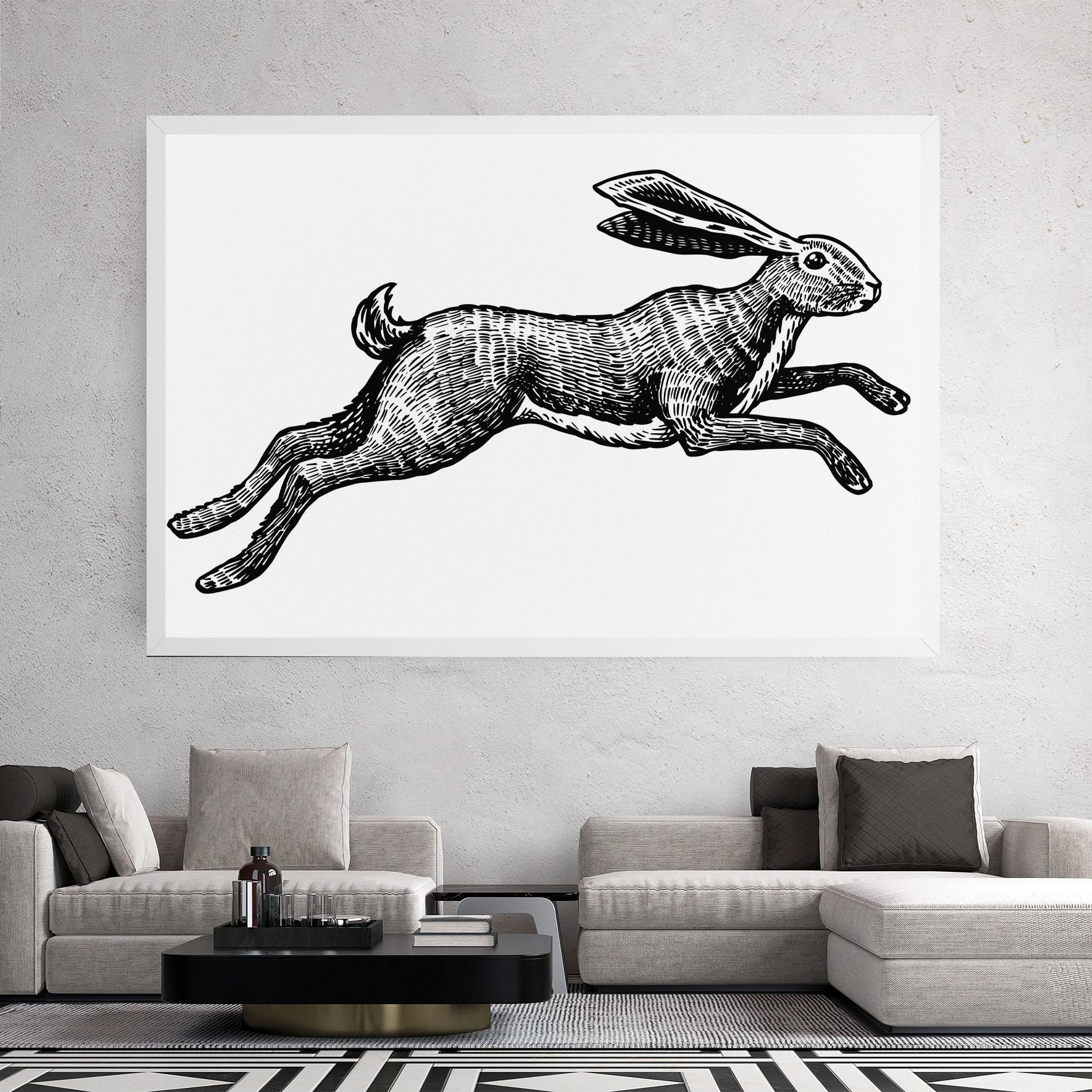 Leinwandbild Black Line Bunny mockup 2