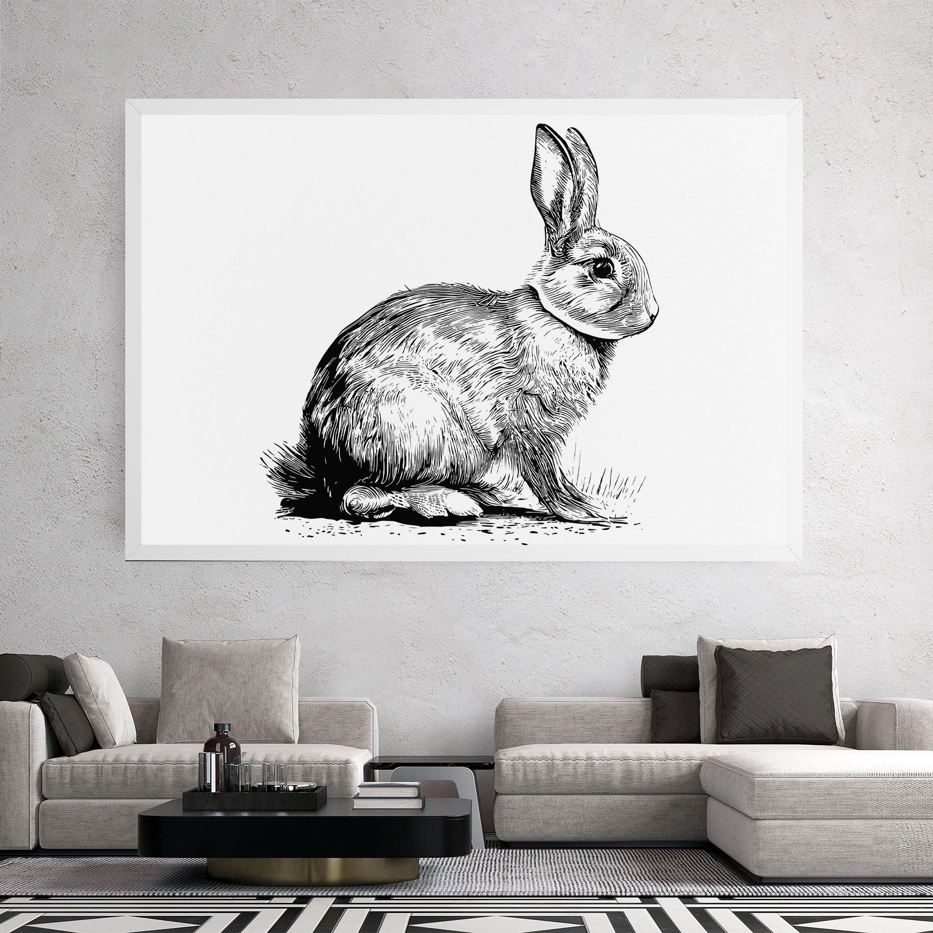Leinwandbild Bunny Black Lines mockup 2