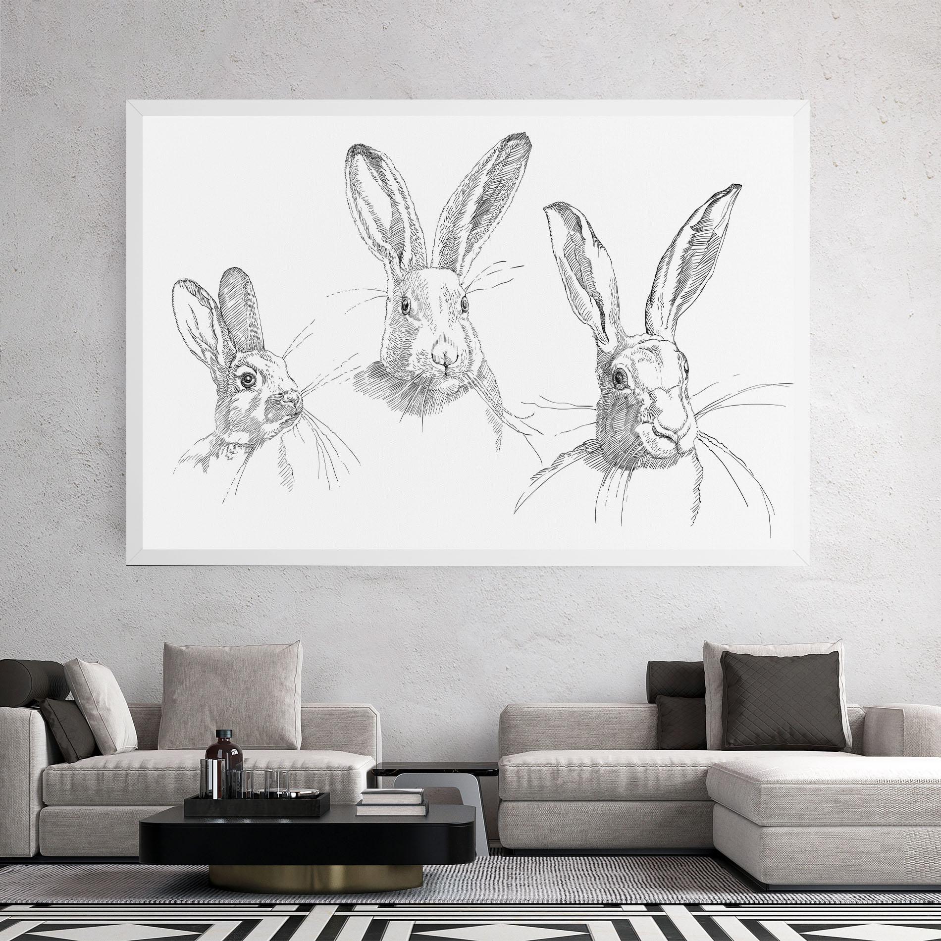 Leinwandbild Hand Drawn Bunny mockup 2