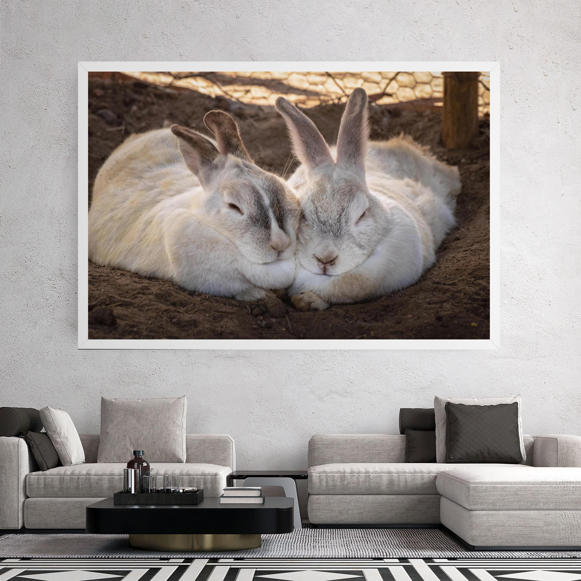 Leinwandbild Light Grey Bunny Sleeping mockup 2