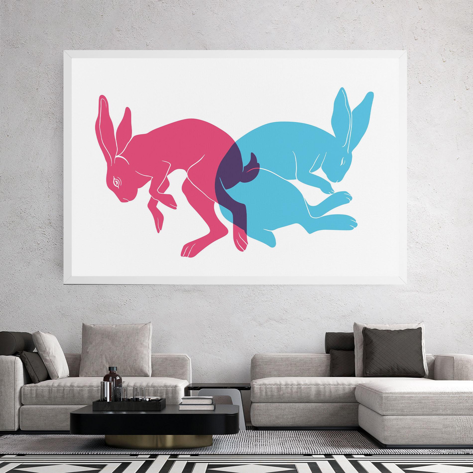 Leinwandbild Rabbits Riso mockup 2