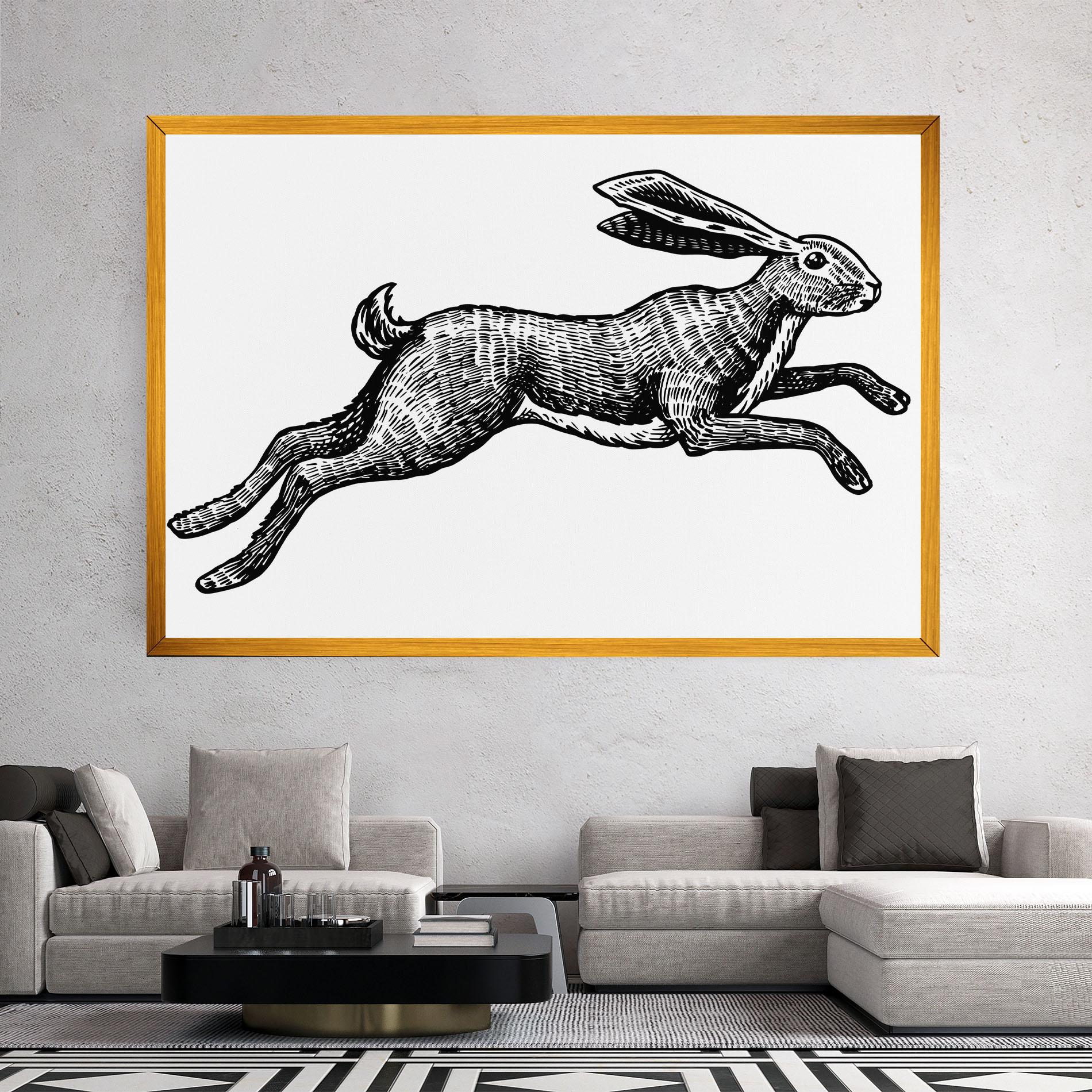 Leinwandbild Black Line Bunny mockup 2
