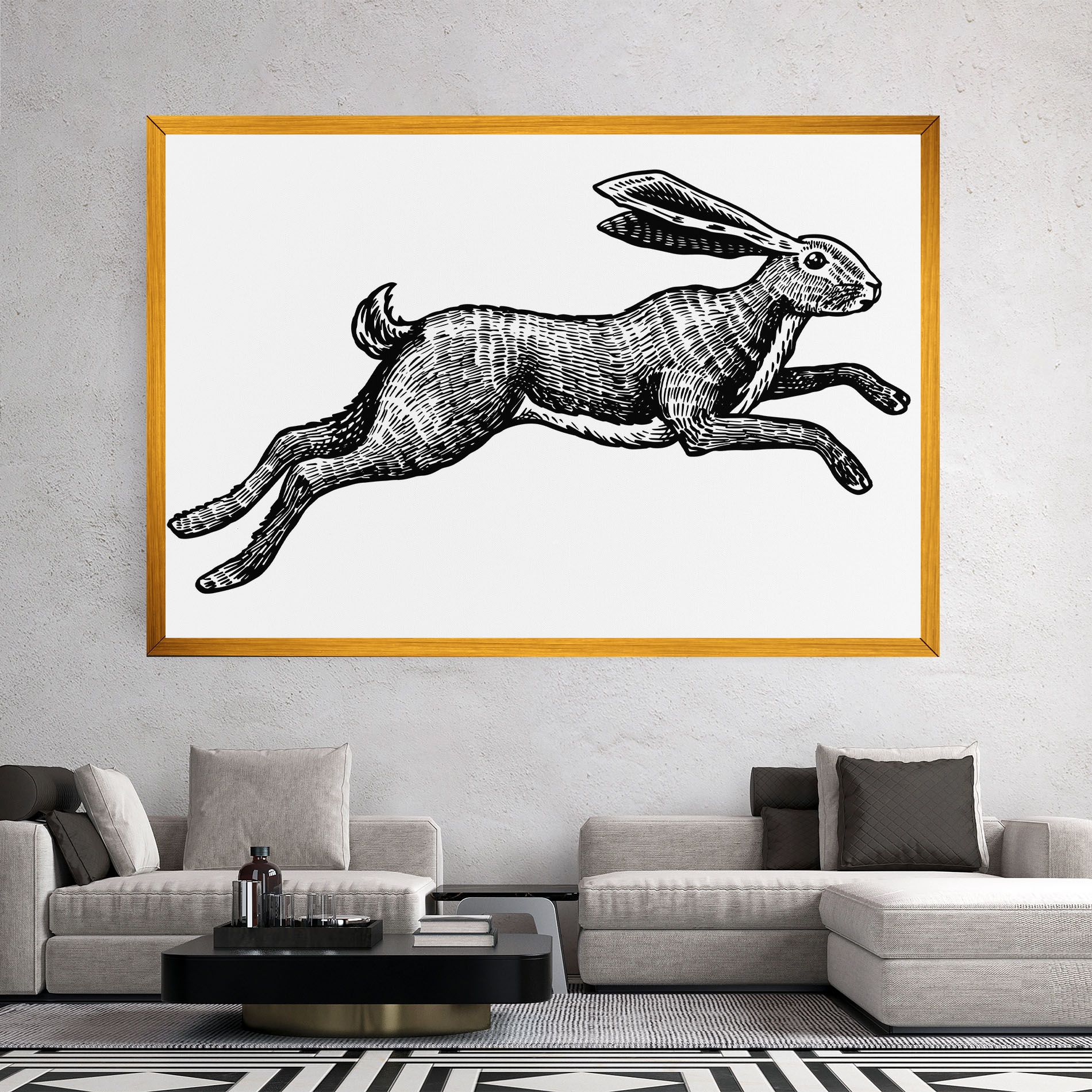 Black Line Bunny mockup 2