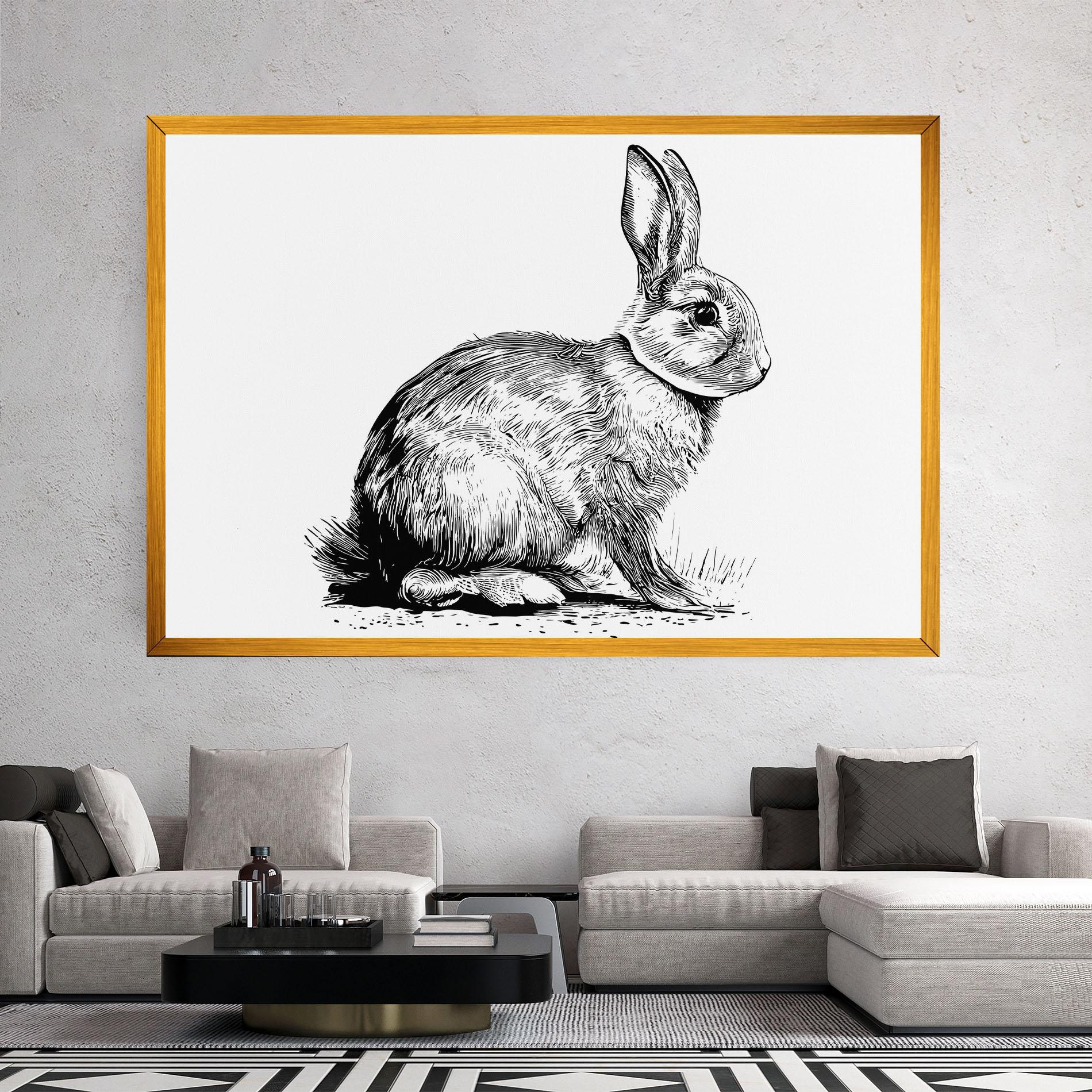 Leinwandbild Bunny Black Lines mockup 2