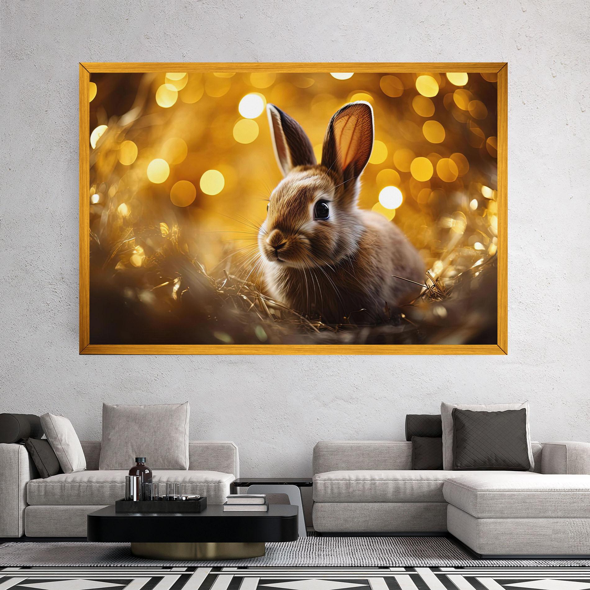 Leinwandbild Gold Lights Bunny mockup 2