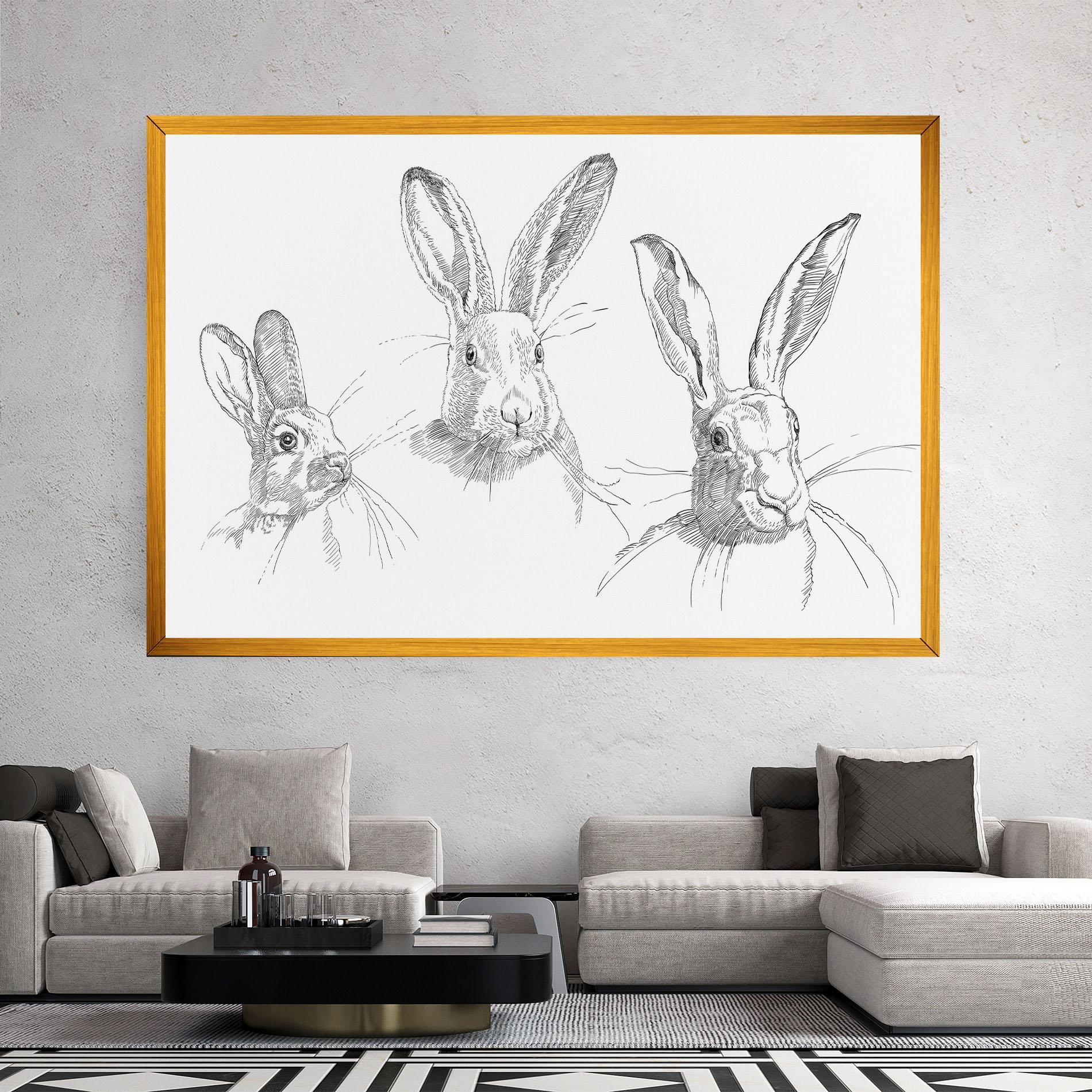 Leinwandbild Hand Drawn Bunny mockup 2