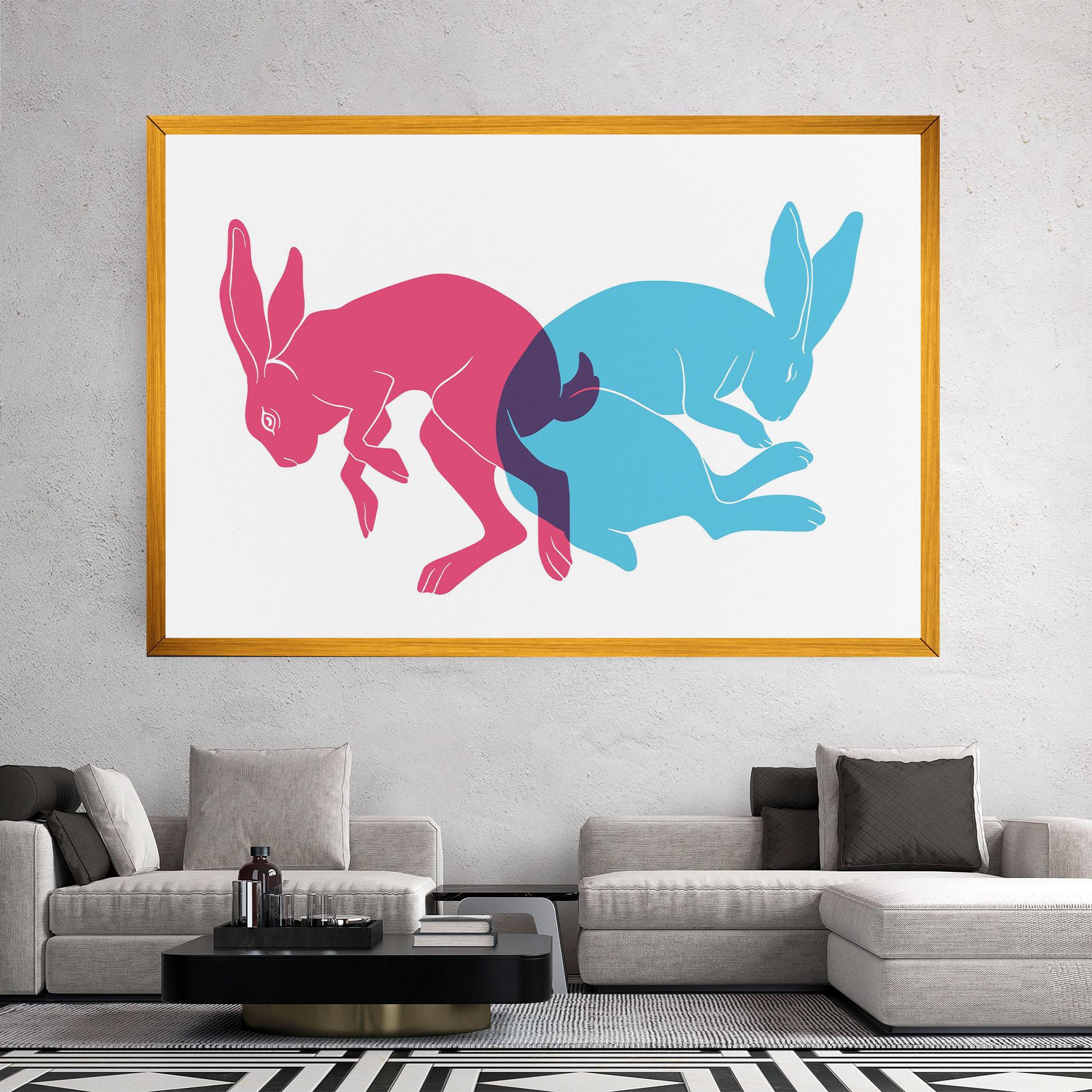 Leinwandbild Rabbits Riso mockup 2