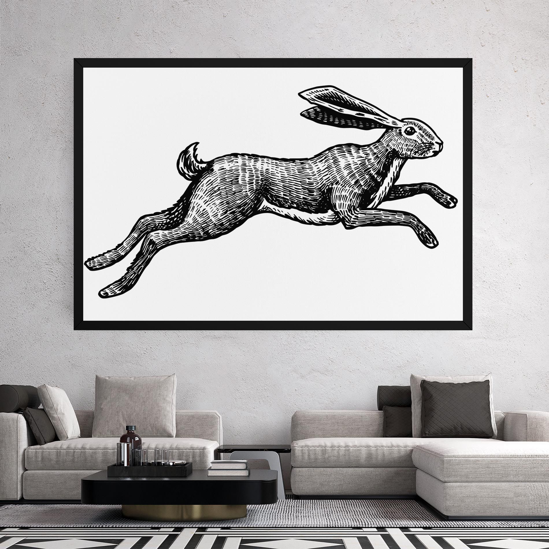 Black Line Bunny mockup 2