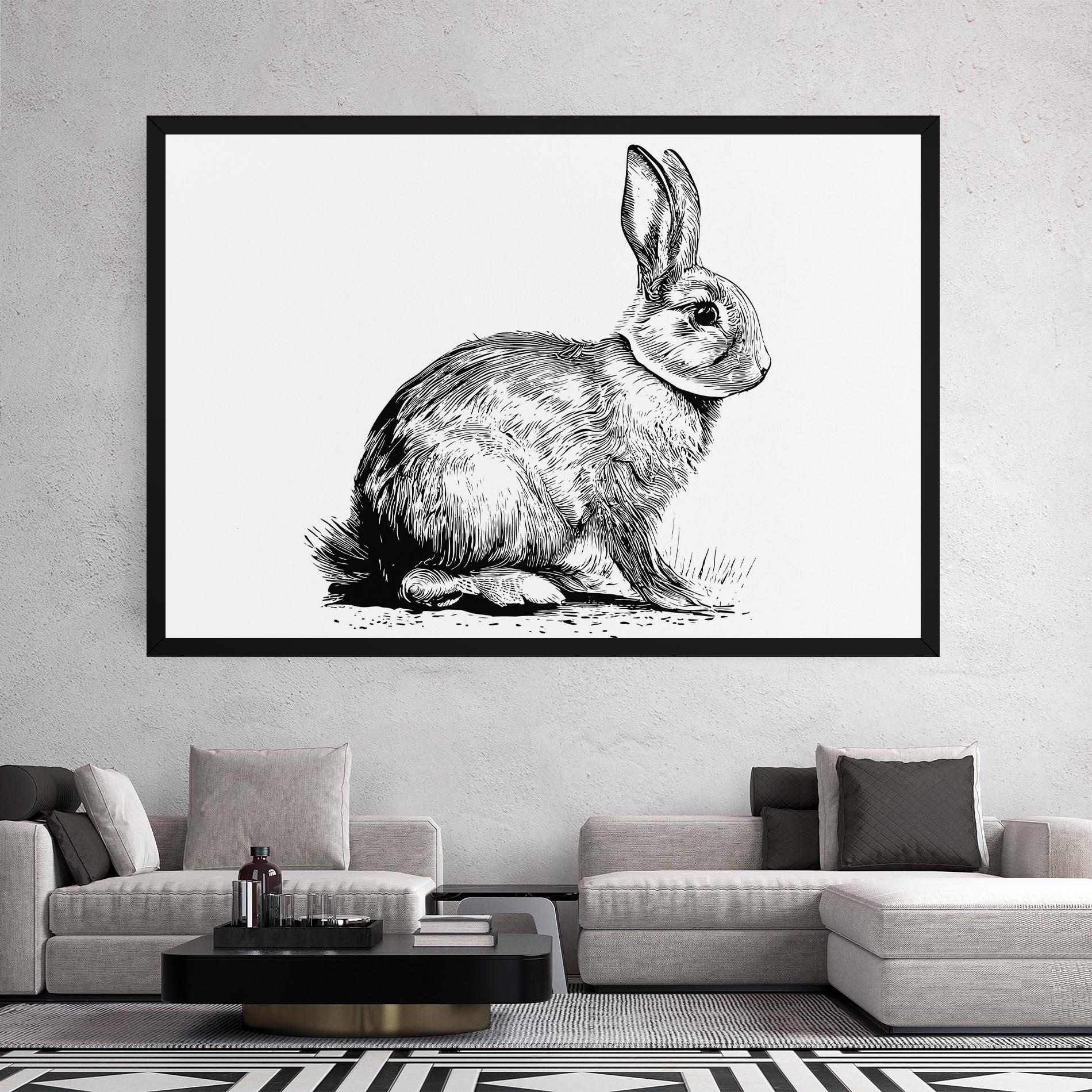 Leinwandbild Bunny Black Lines mockup 2