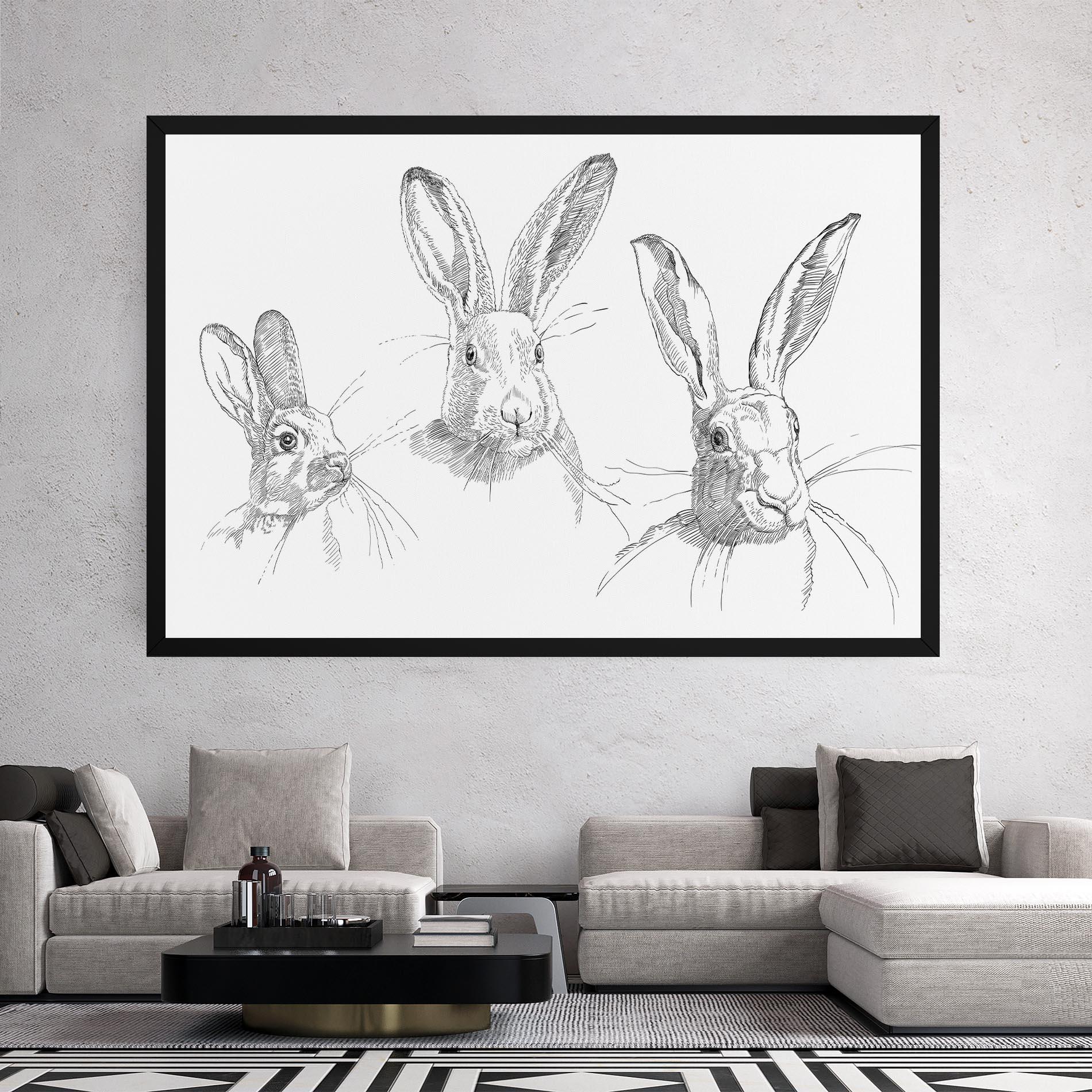 Leinwandbild Hand Drawn Bunny mockup 2