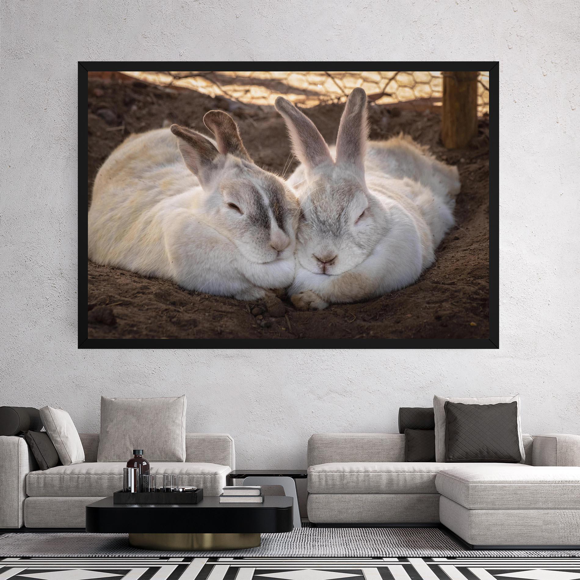 Leinwandbild Light Grey Bunny Sleeping mockup 2