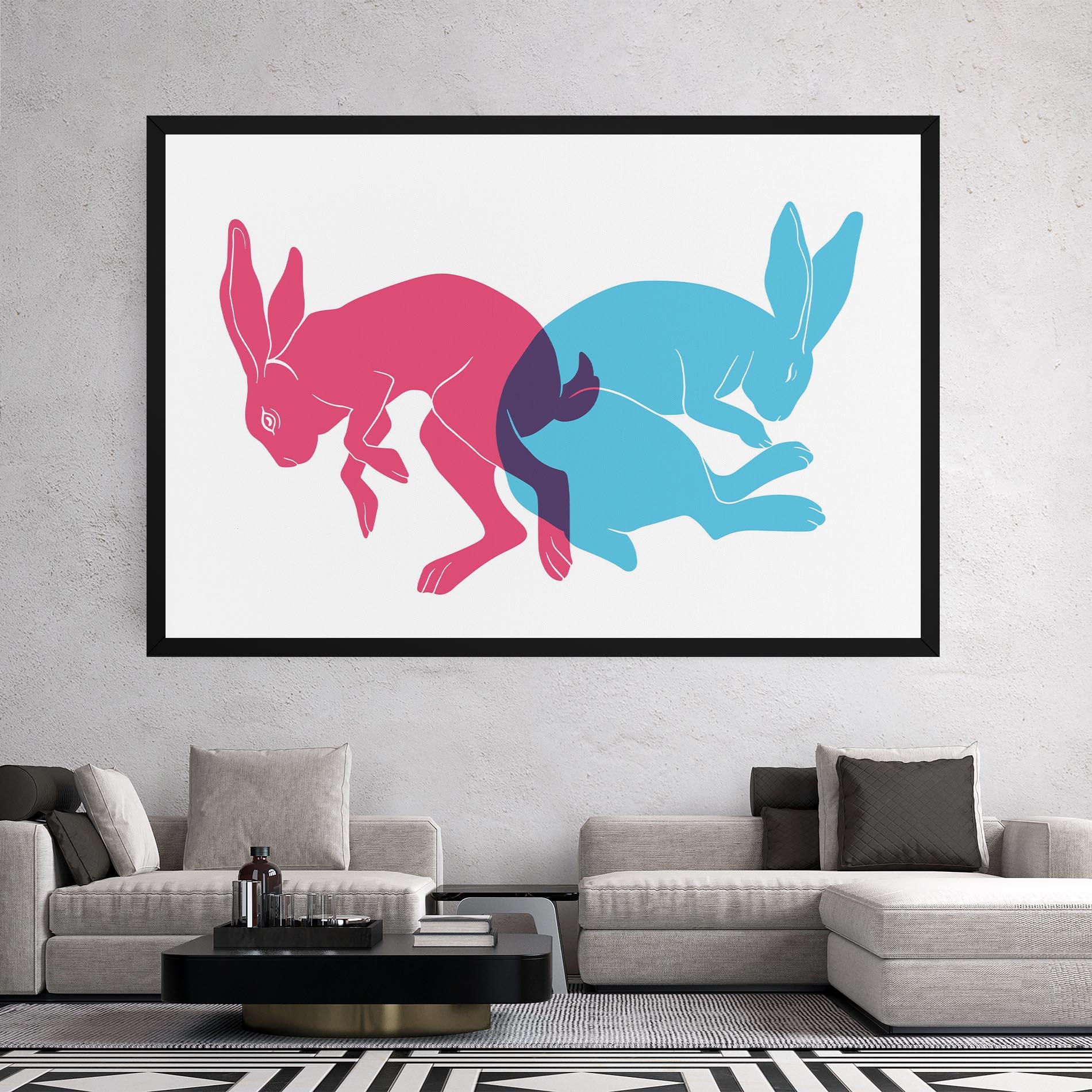 Leinwandbild Rabbits Riso mockup 2