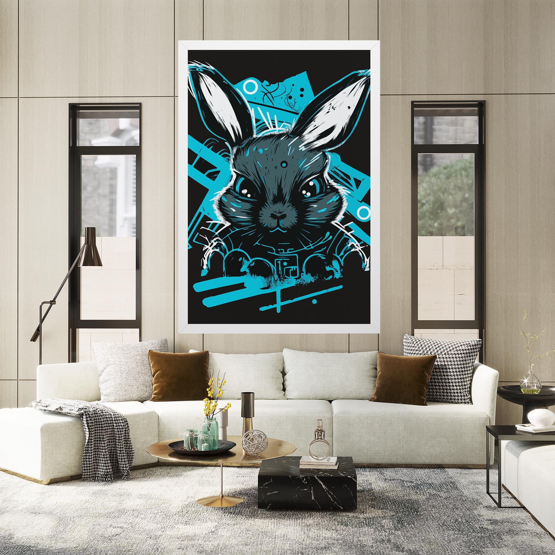 Leinwandbild Grey Blue Bunny mockup 2