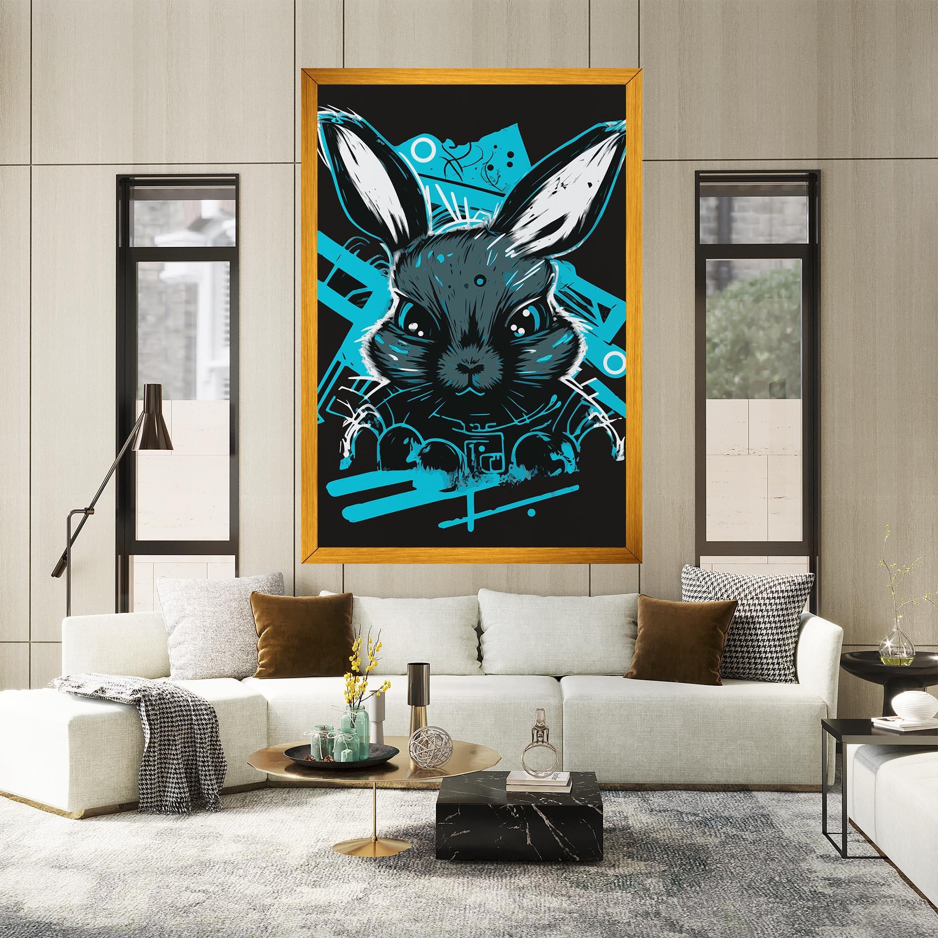 Leinwandbild Grey Blue Bunny mockup 2