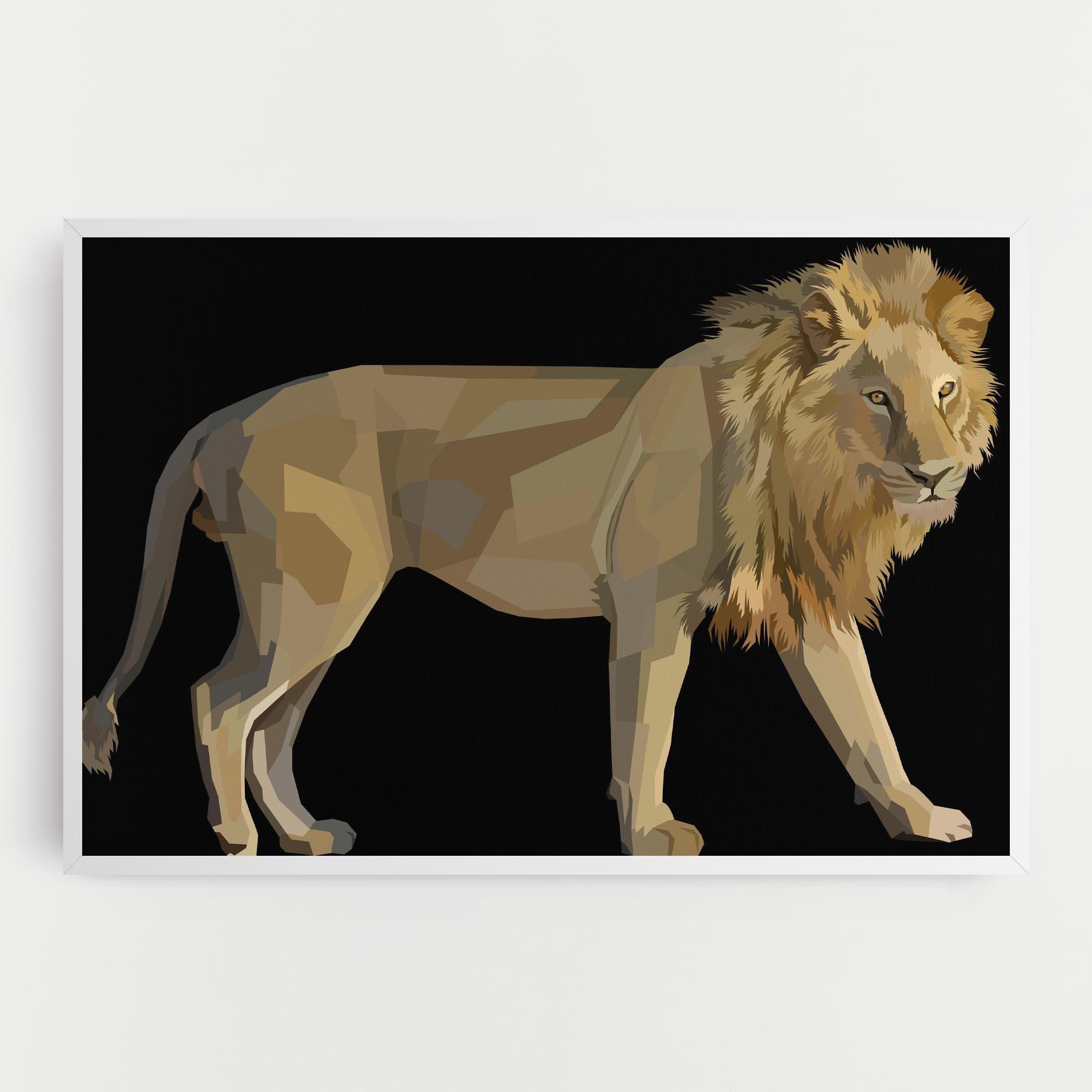 Leinwandbild Lion Art On Black mockup 0