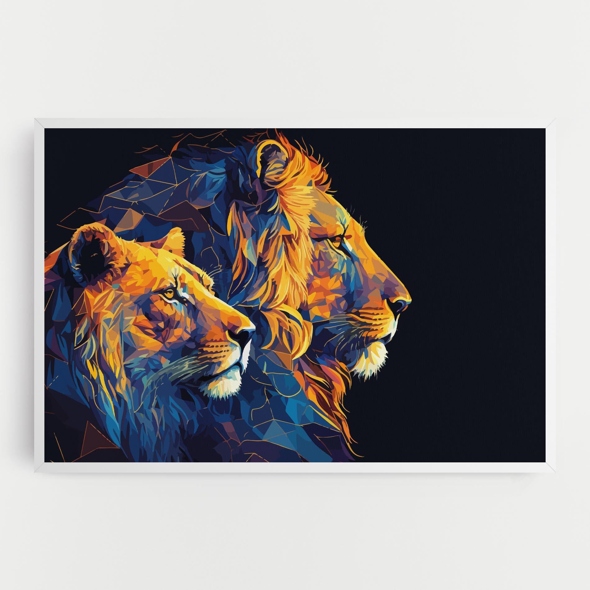 Leinwandbild Orange Blue Lion mockup 0