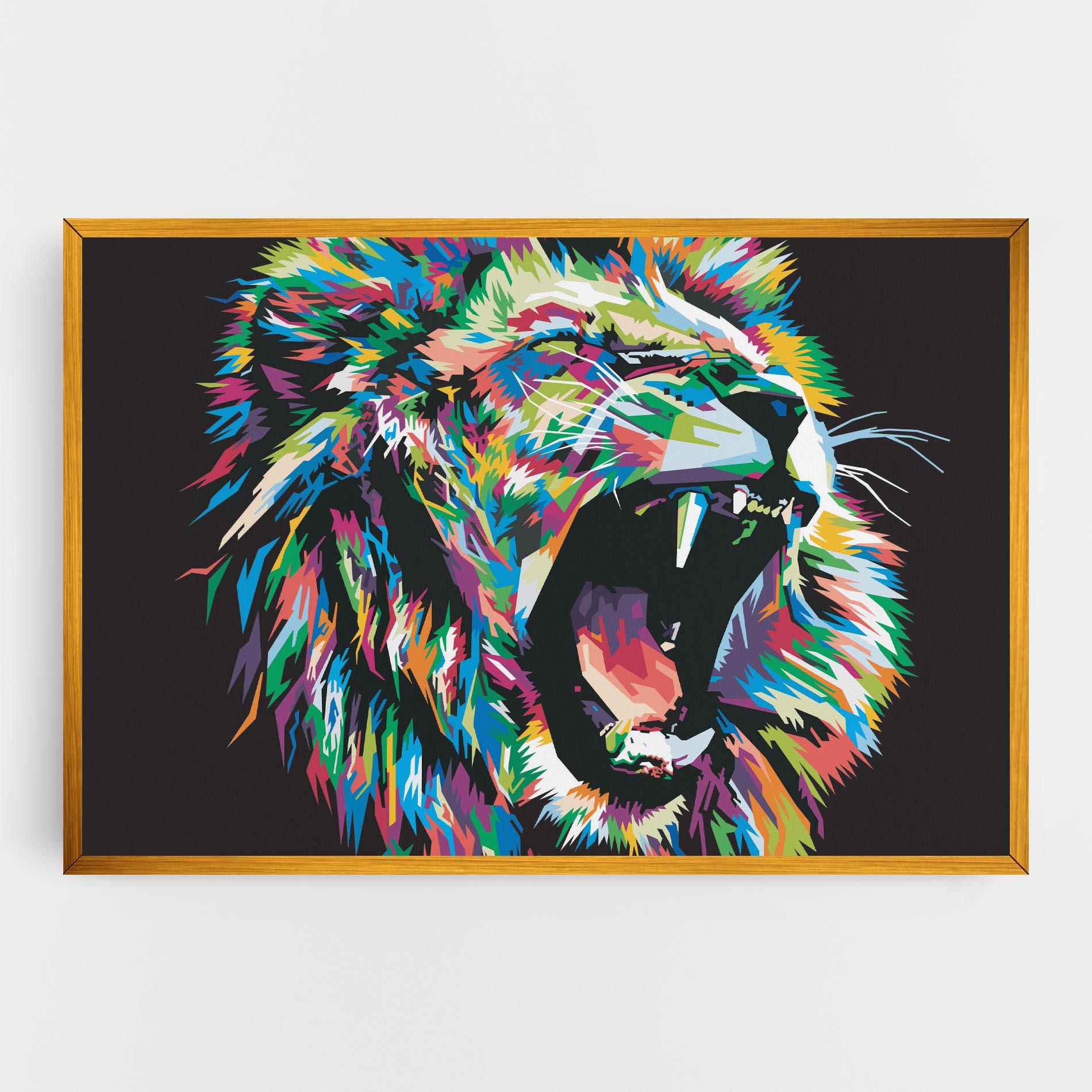 Leinwandbild Green Blue Lion mockup 0