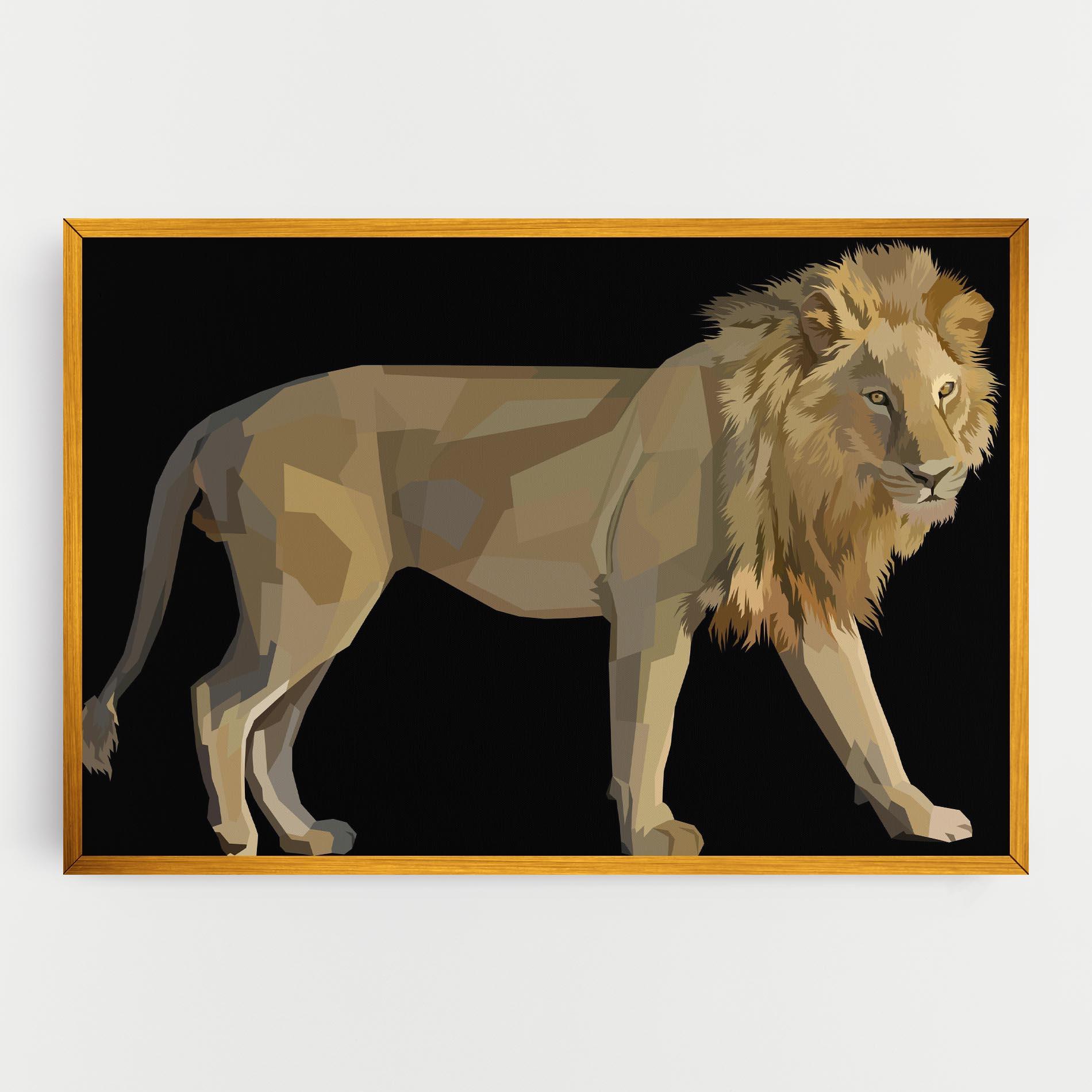 Leinwandbild Lion Art On Black mockup 0