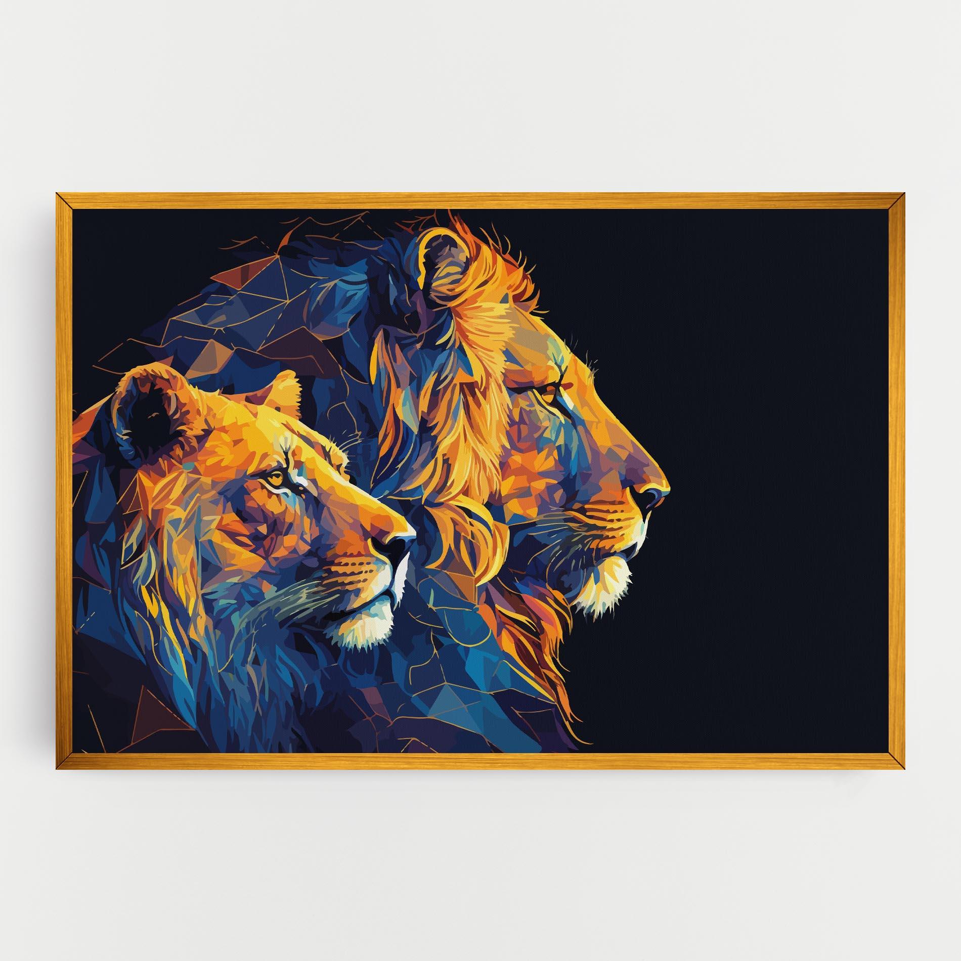 Leinwandbild Orange Blue Lion mockup 0