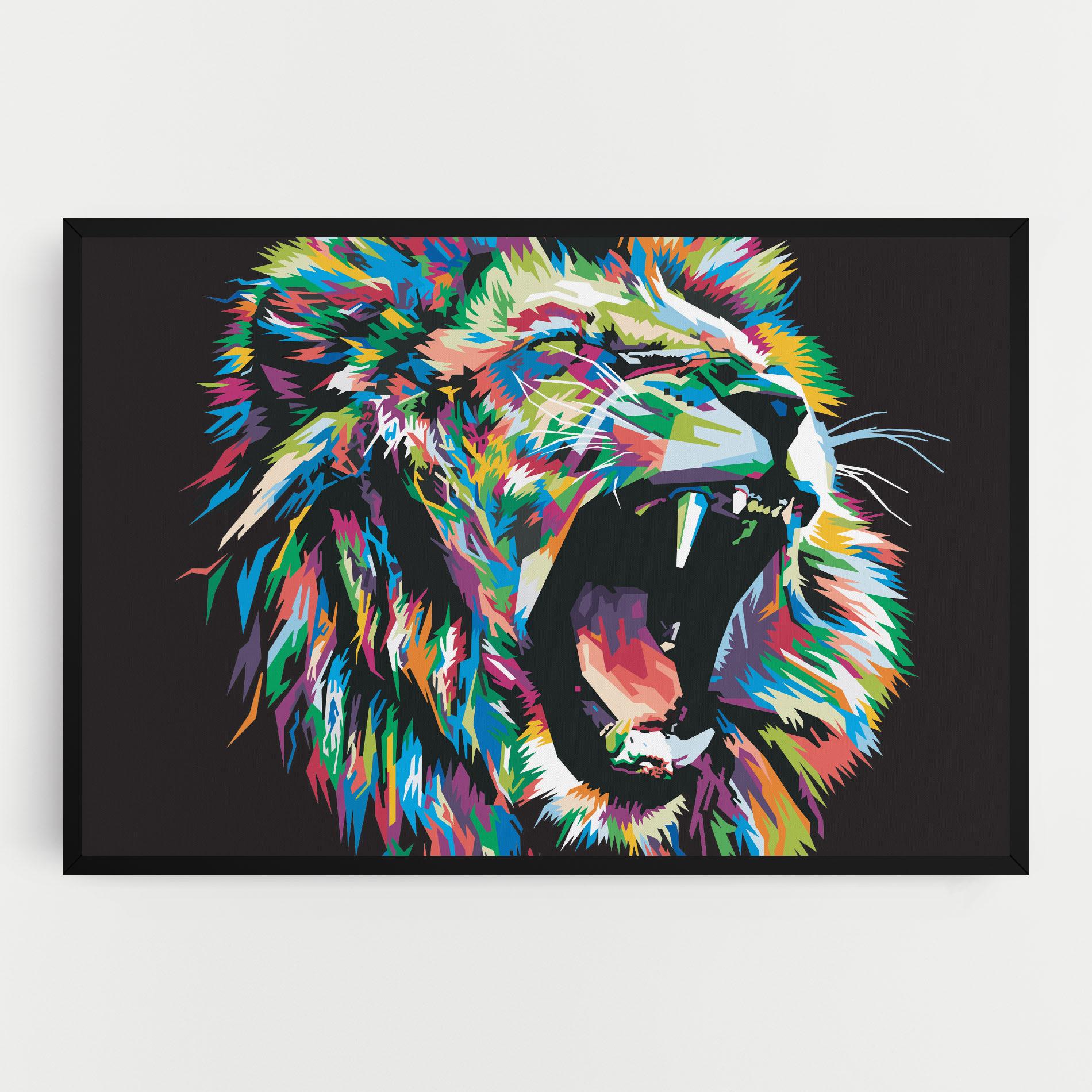 Leinwandbild Green Blue Lion mockup 0