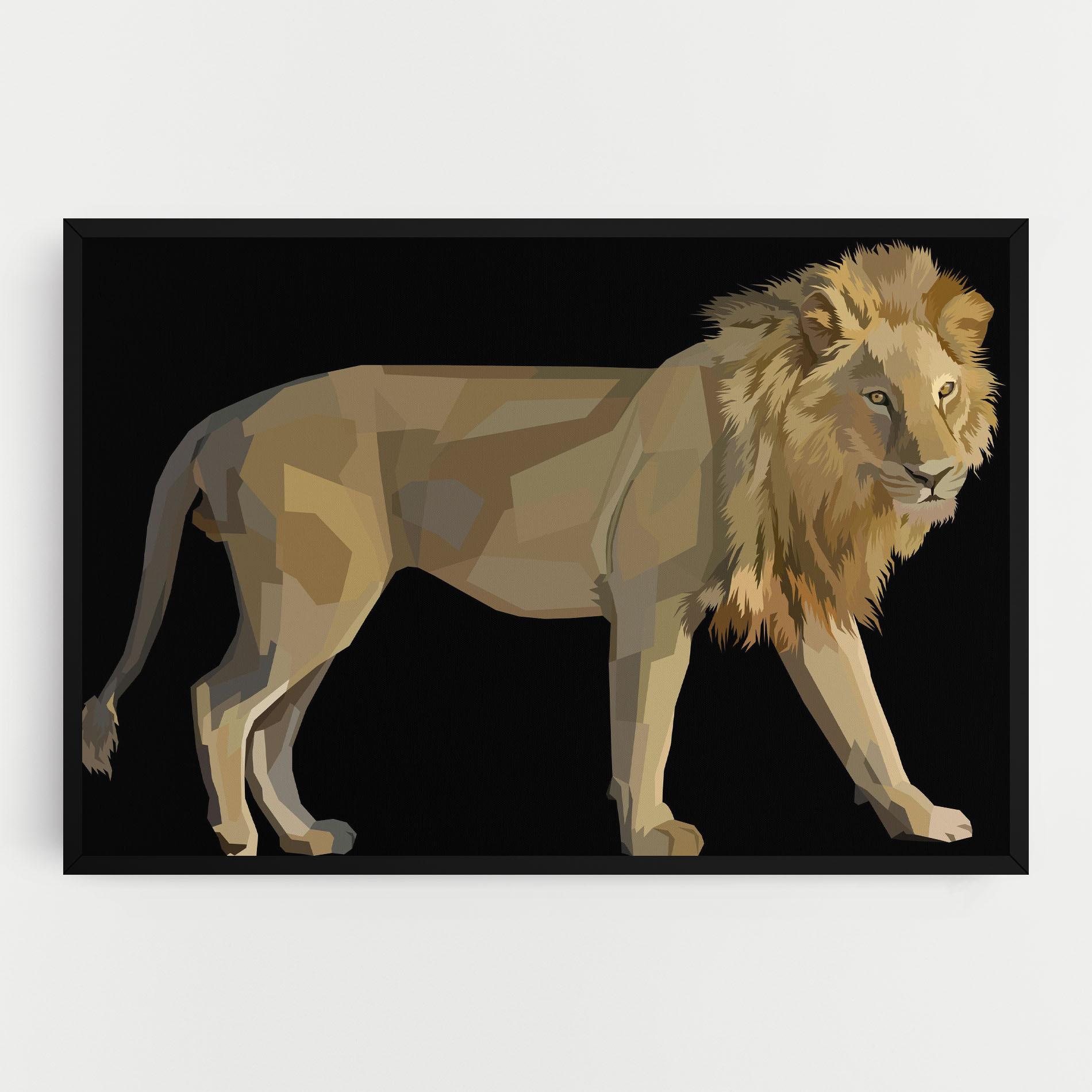 Leinwandbild Lion Art On Black mockup 0