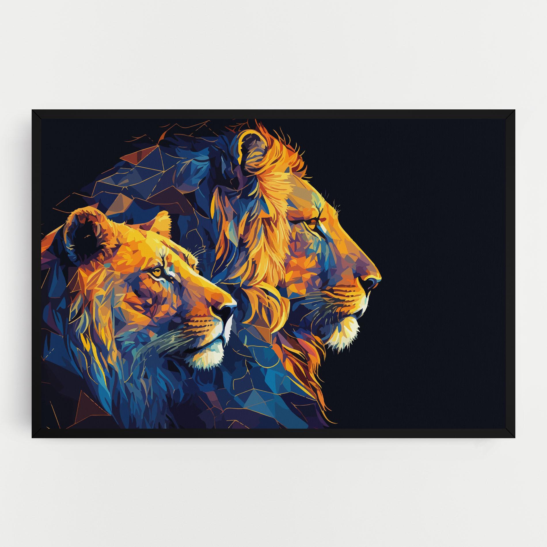 Leinwandbild Orange Blue Lion mockup 0