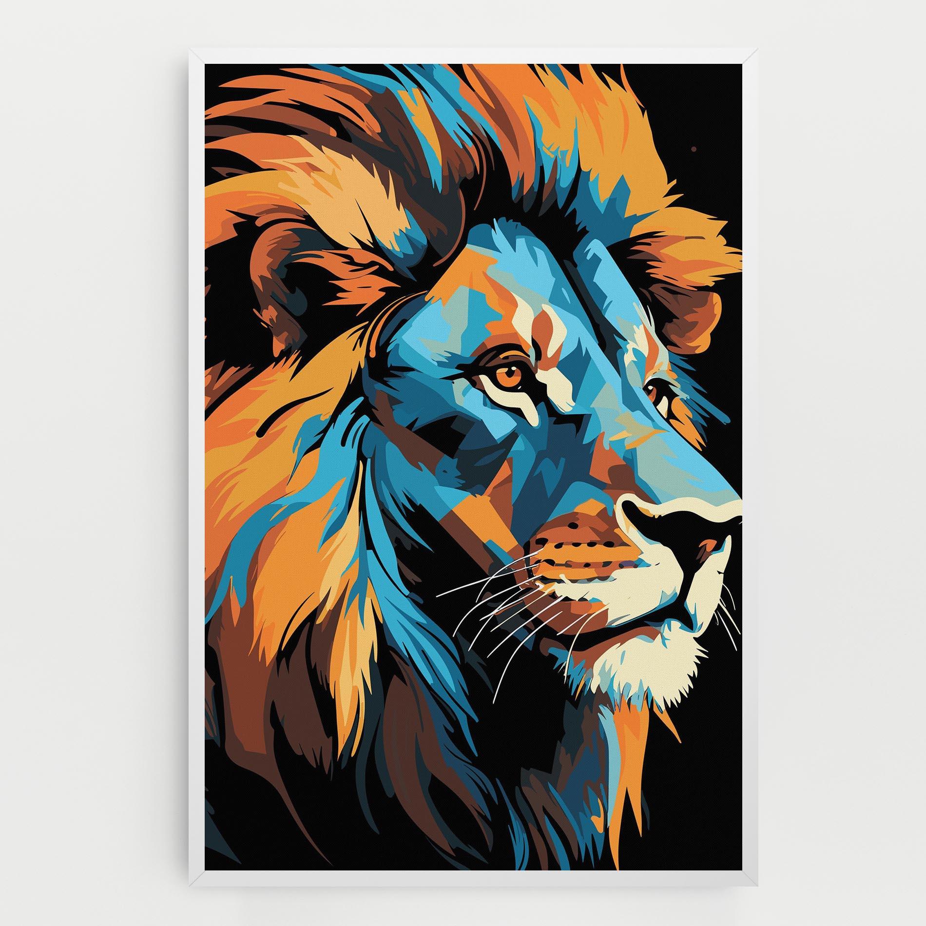 Leinwandbild Blue Yellow Lion mockup 0