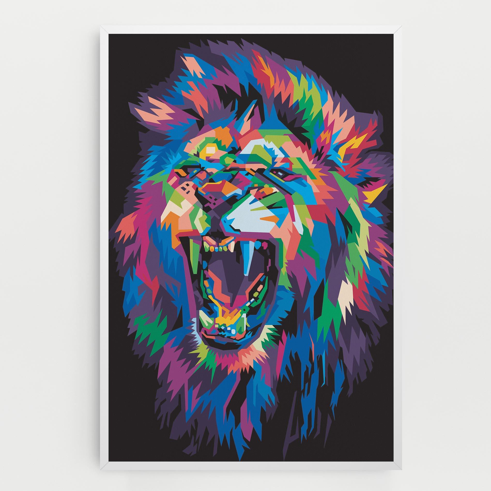Leinwandbild Colorful Lion Head mockup 0